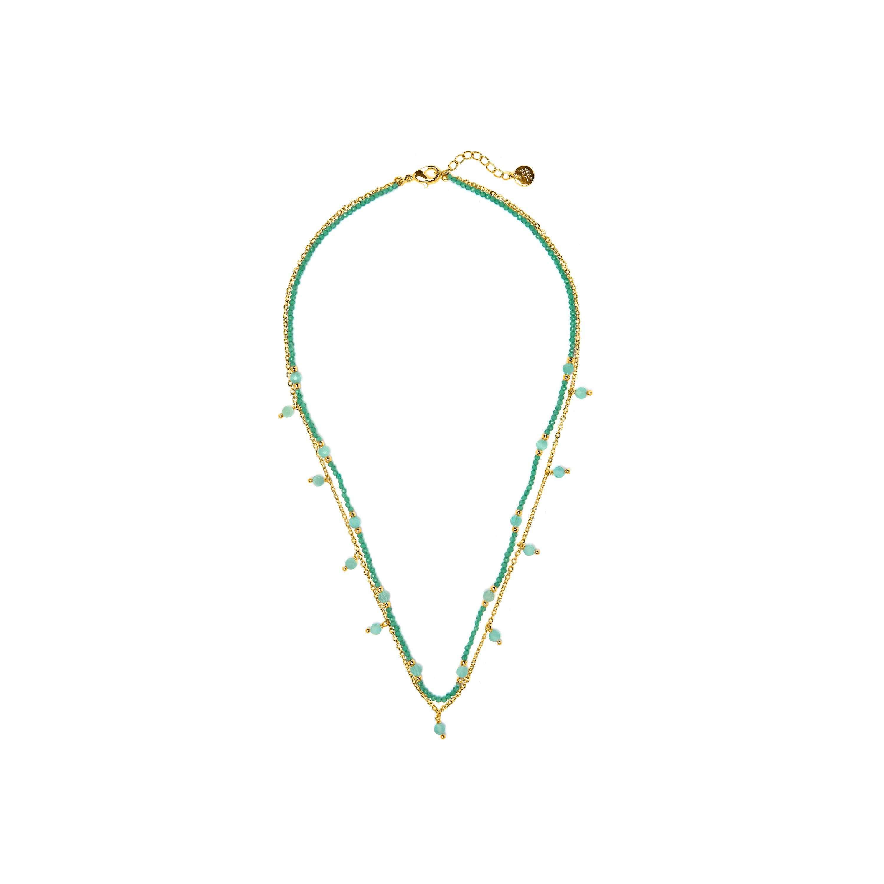 18k Yellow Gold-Plated Green Crystal Necklace - Aira