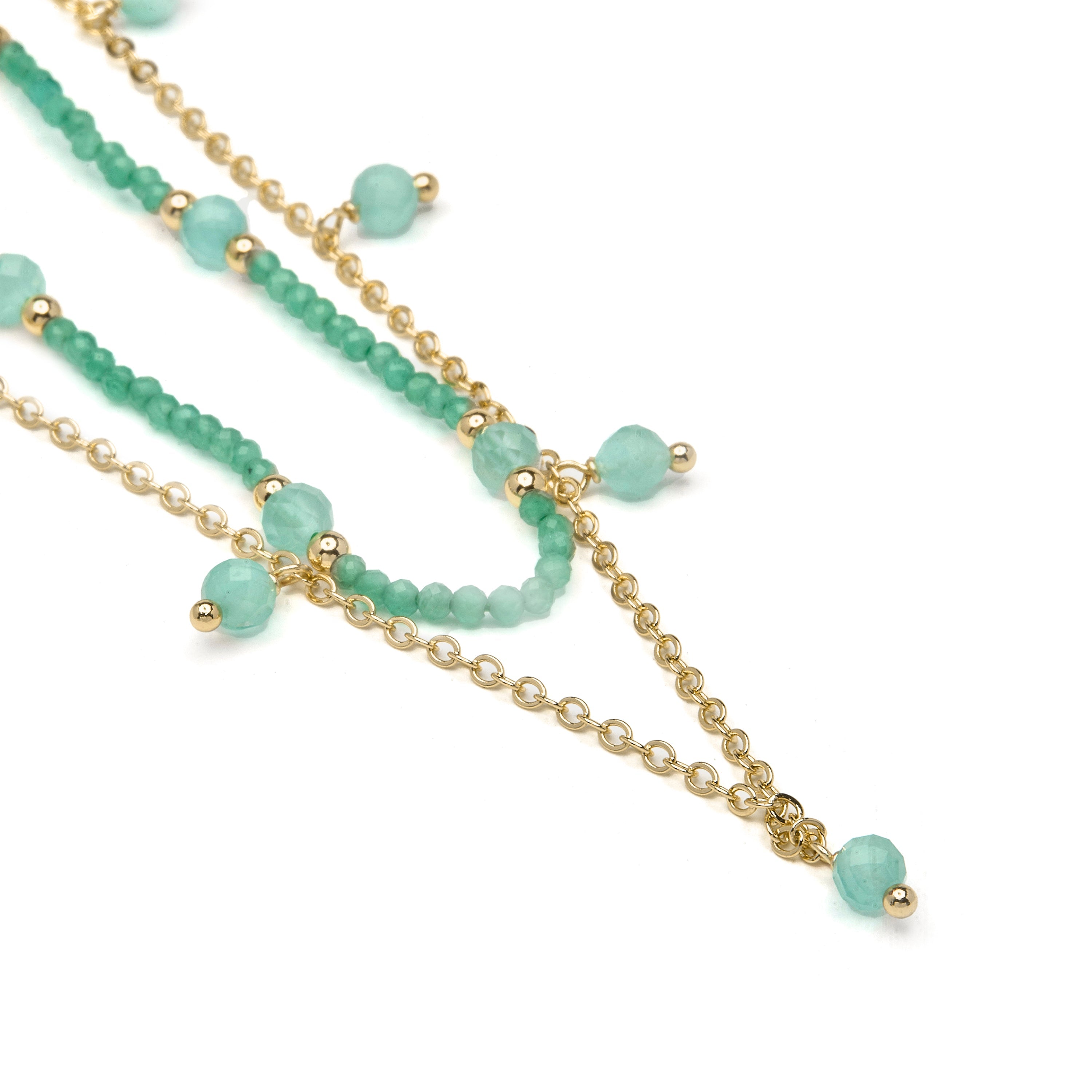 18k Yellow Gold-Plated Green Crystal Necklace - Aira