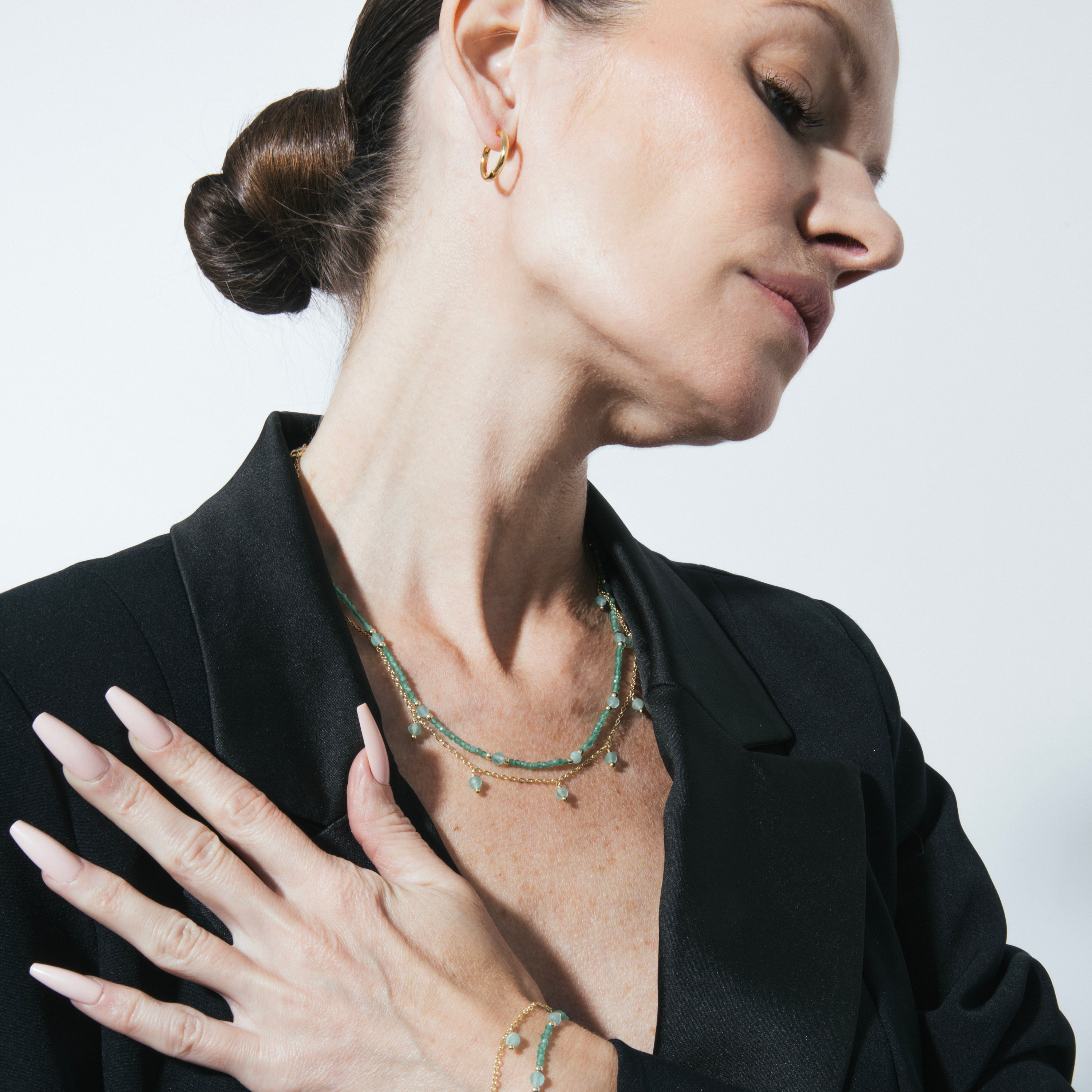 18k Yellow Gold-Plated Green Crystal Necklace - Aira