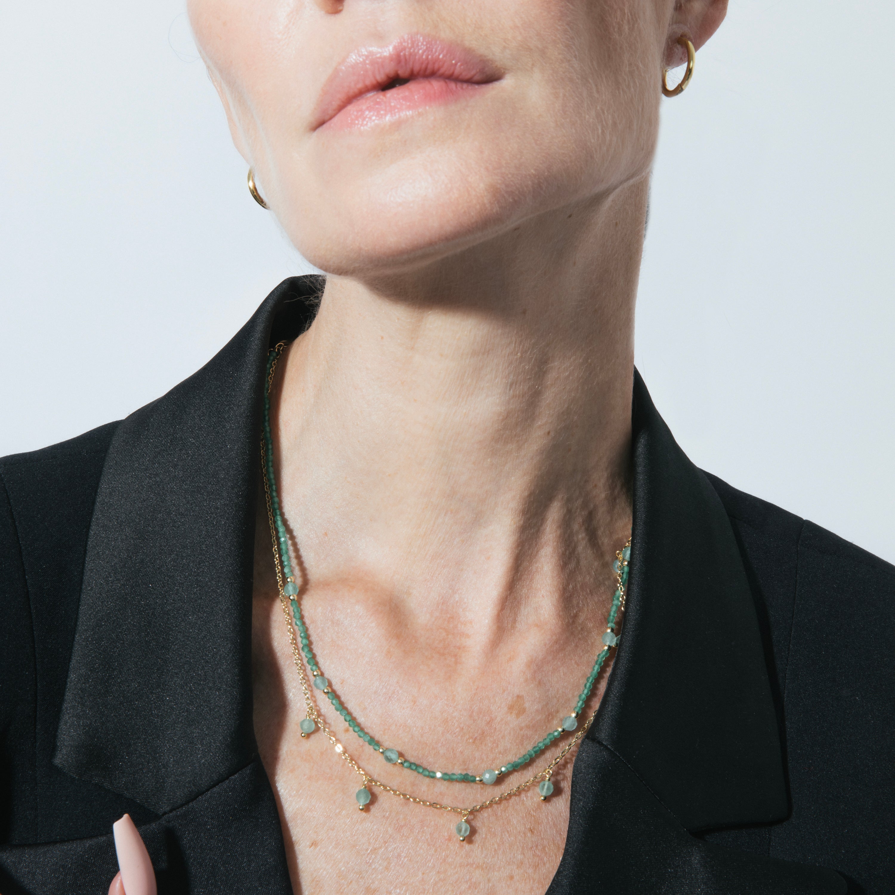 18k Yellow Gold-Plated Green Crystal Necklace - Aira