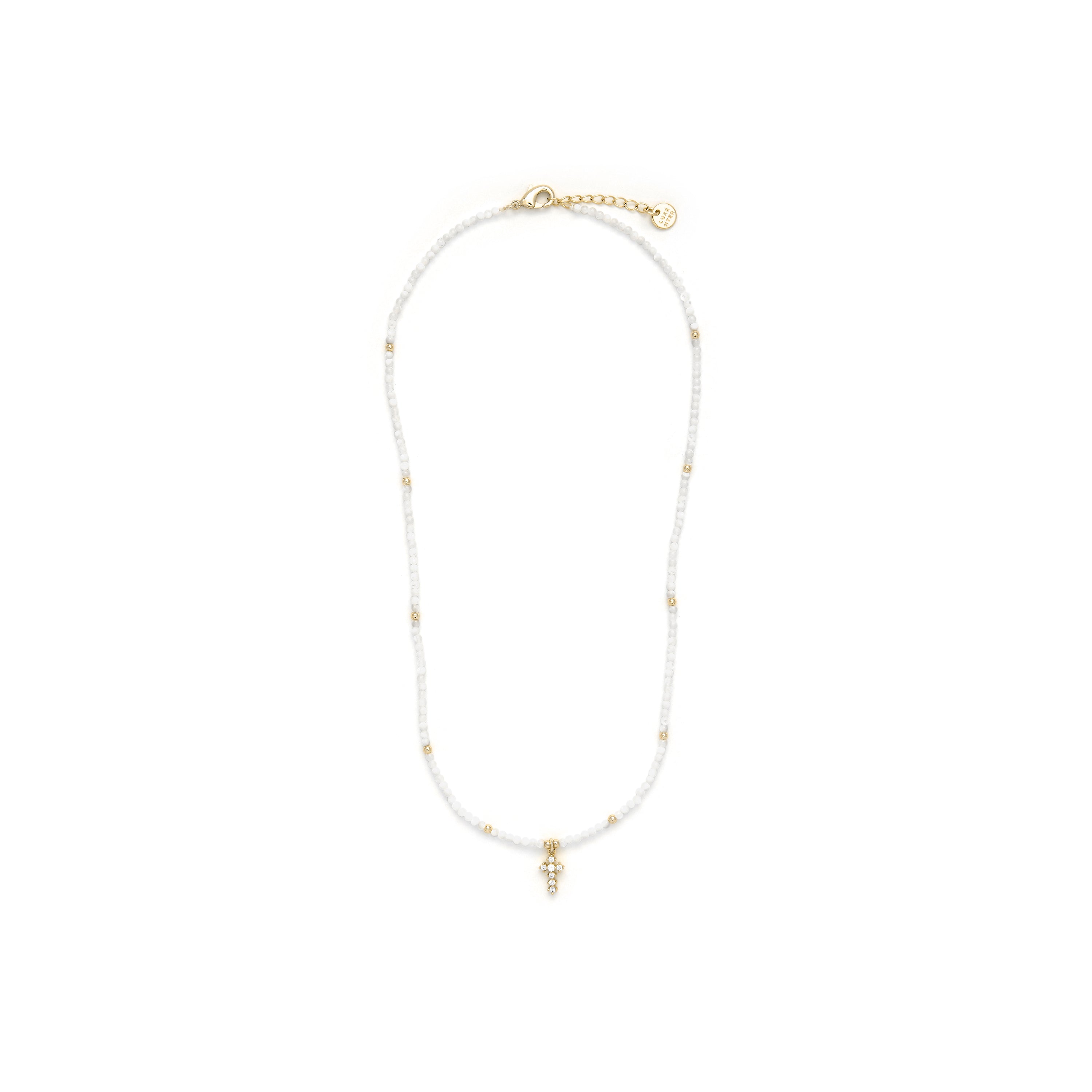White Mother of Pearl Necklace with 18k Yellow Gold Finish - Nyali