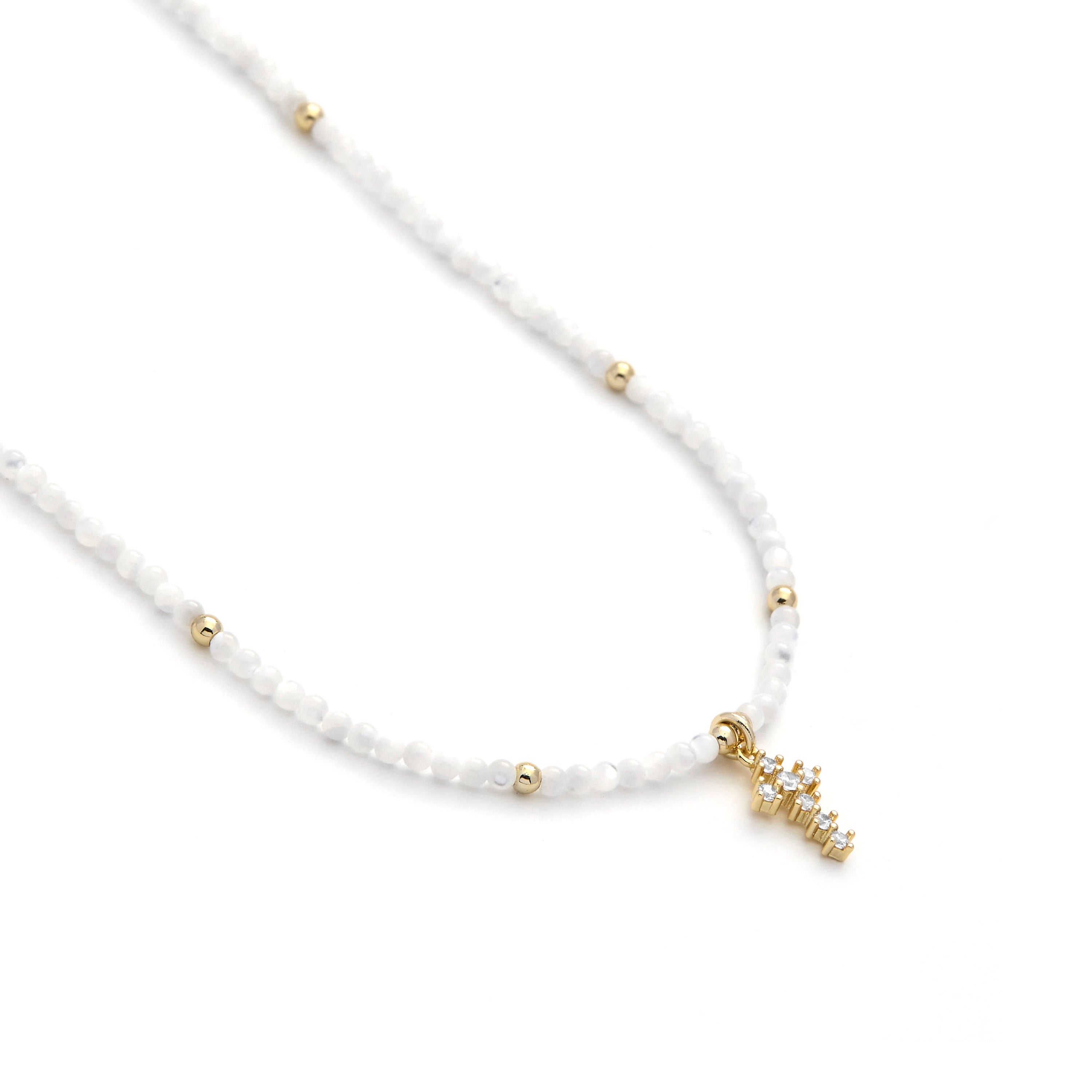 White Mother of Pearl Necklace with 18k Yellow Gold Finish - Nyali
