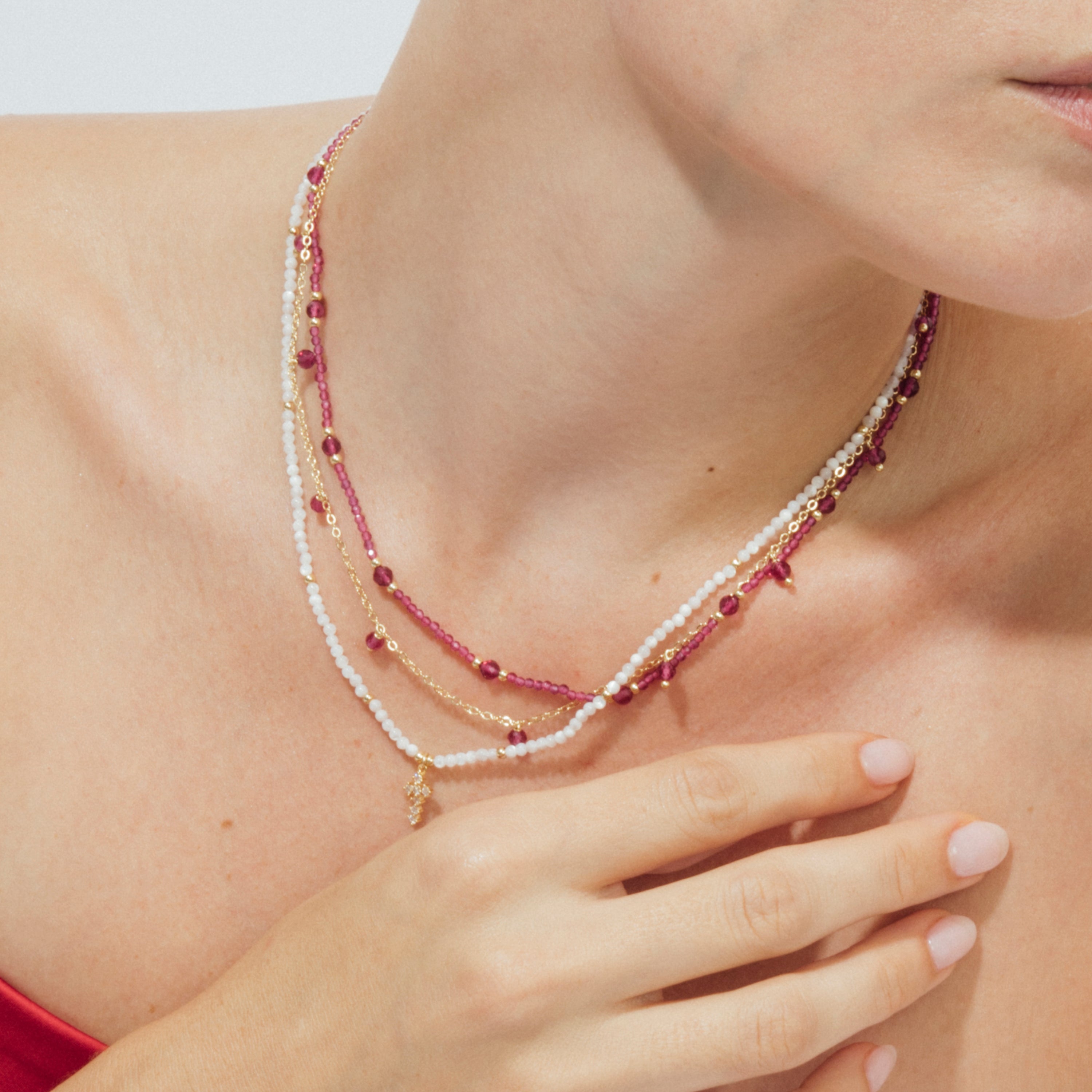 White Mother of Pearl Necklace with 18k Yellow Gold Finish - Nyali