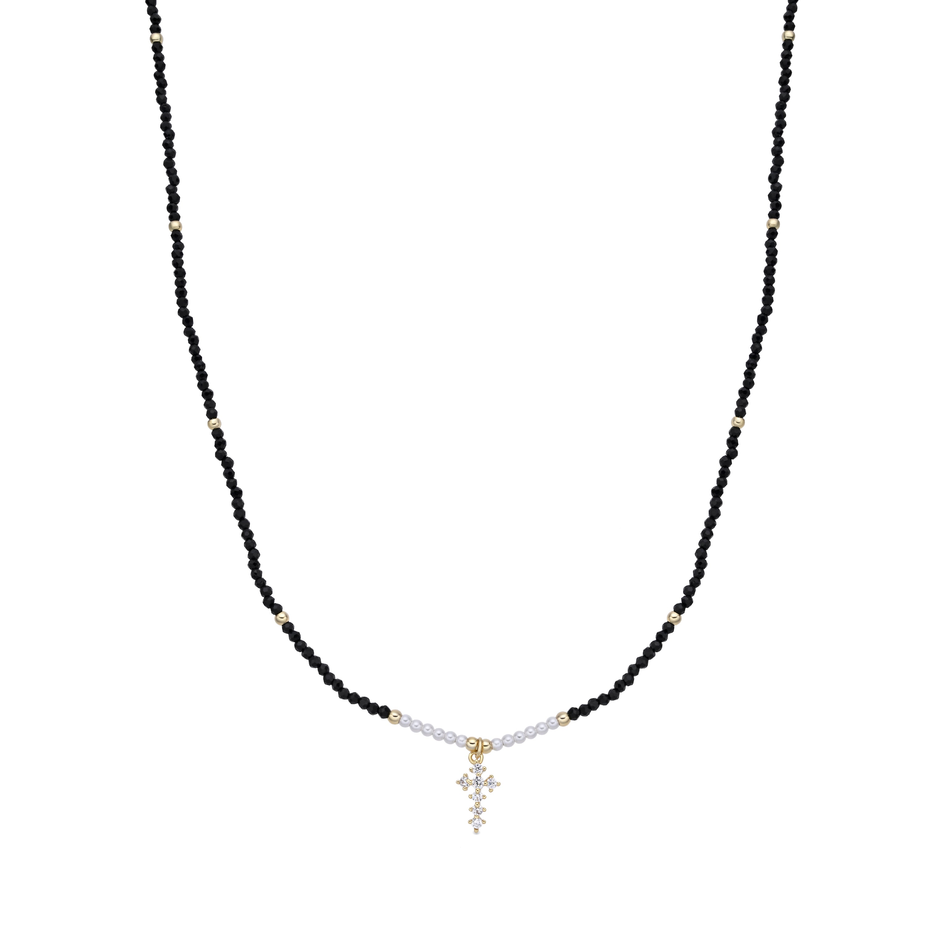18k yellow gold-finished Black Crystal Necklace - Nyali
