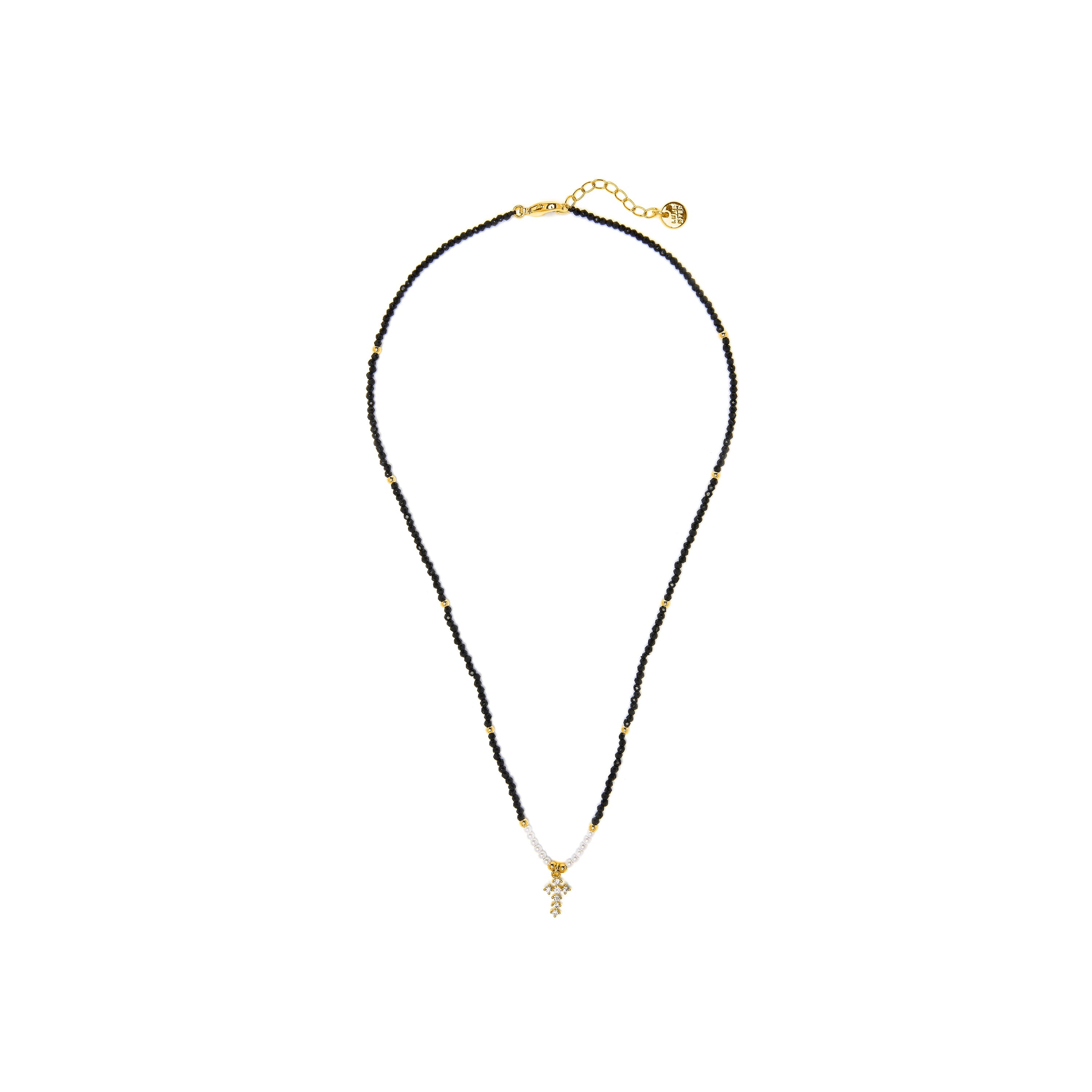 18k yellow gold-finished Black Crystal Necklace - Nyali