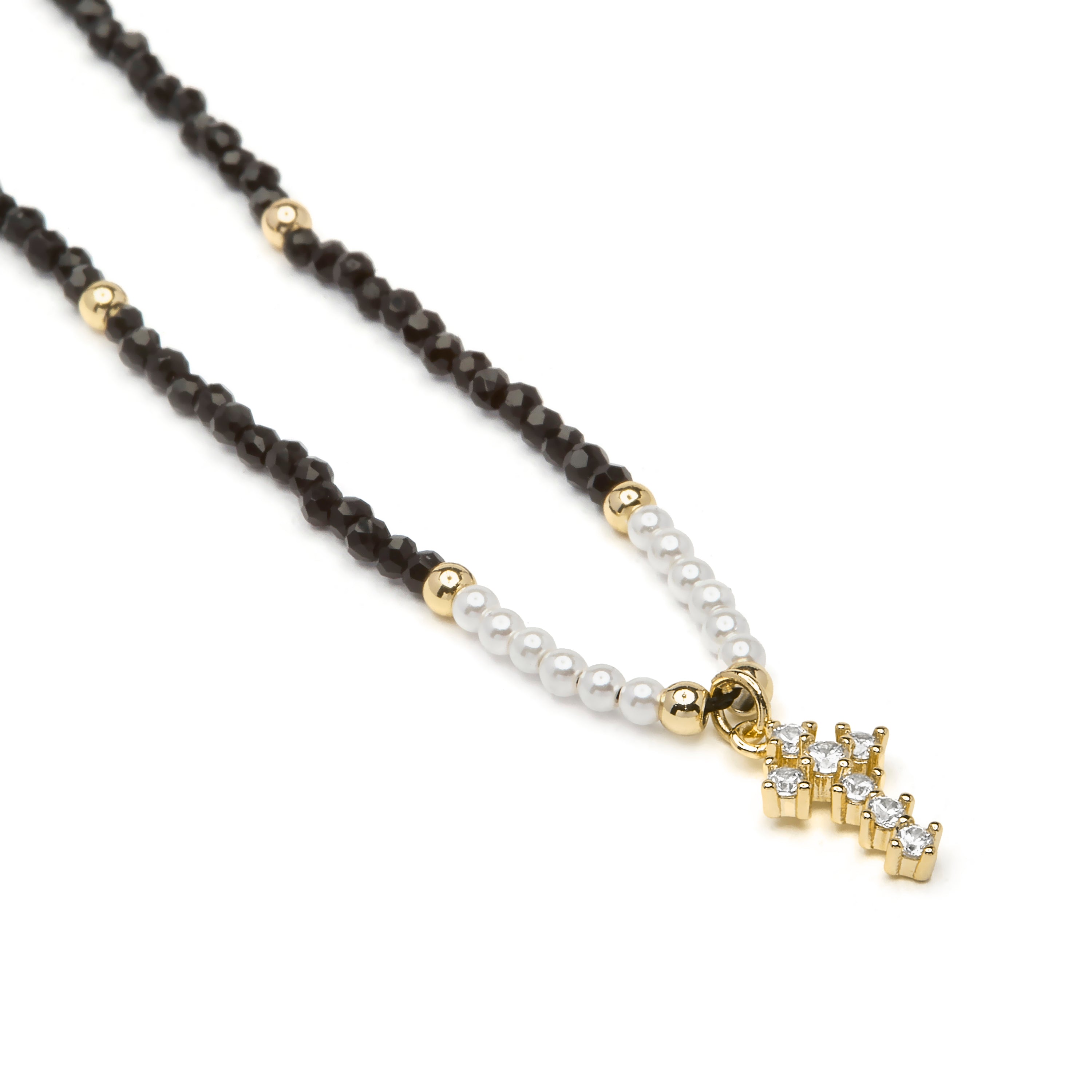 18k yellow gold-finished Black Crystal Necklace - Nyali