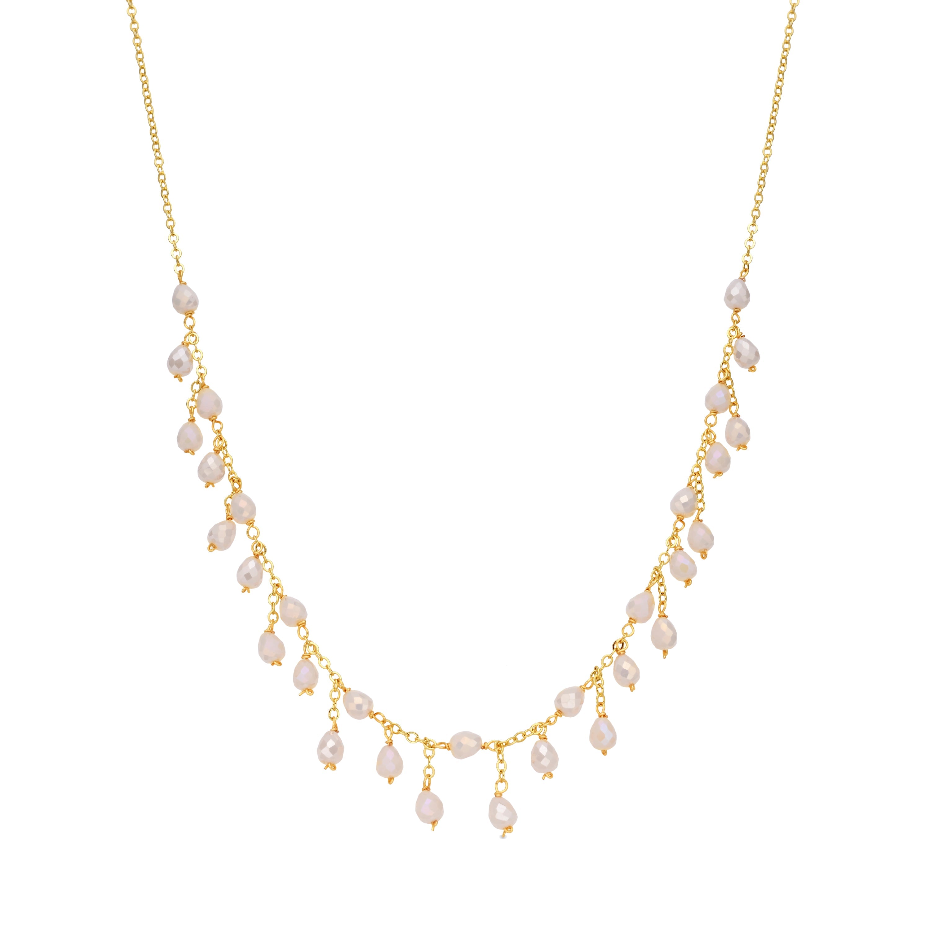 White Crystal Necklace finished in 18k yellow gold - Fyre