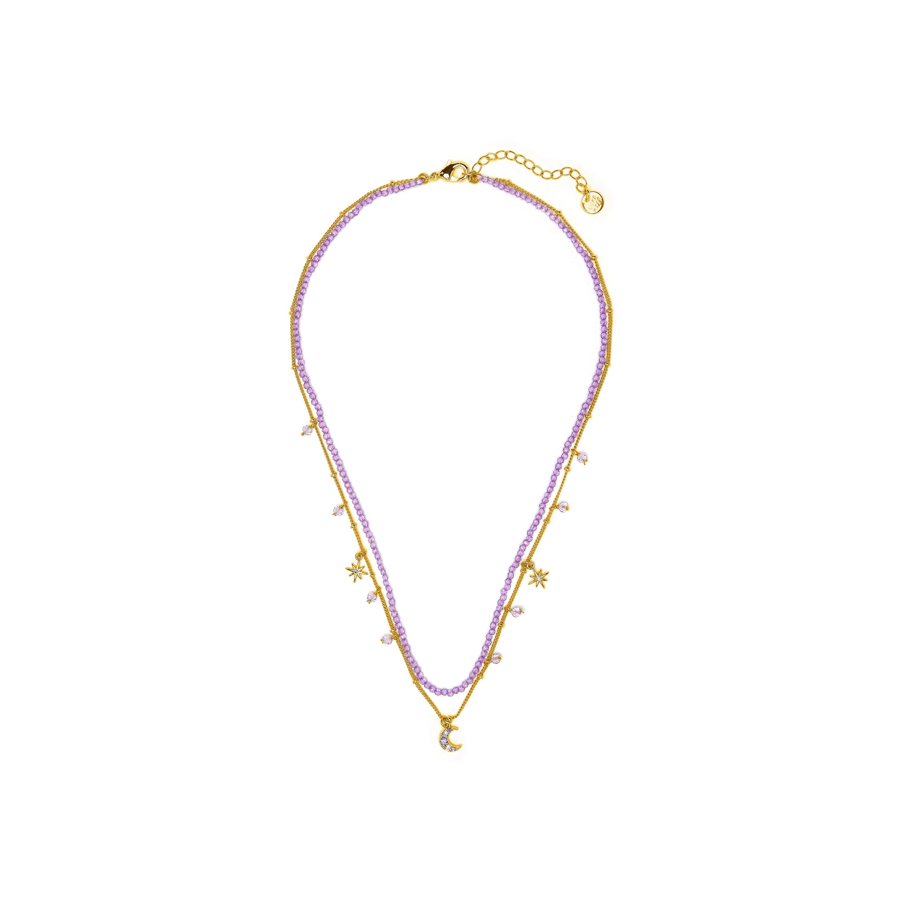 Collar de Cristal Morado acabado en oro amarillo 18k - Ayora