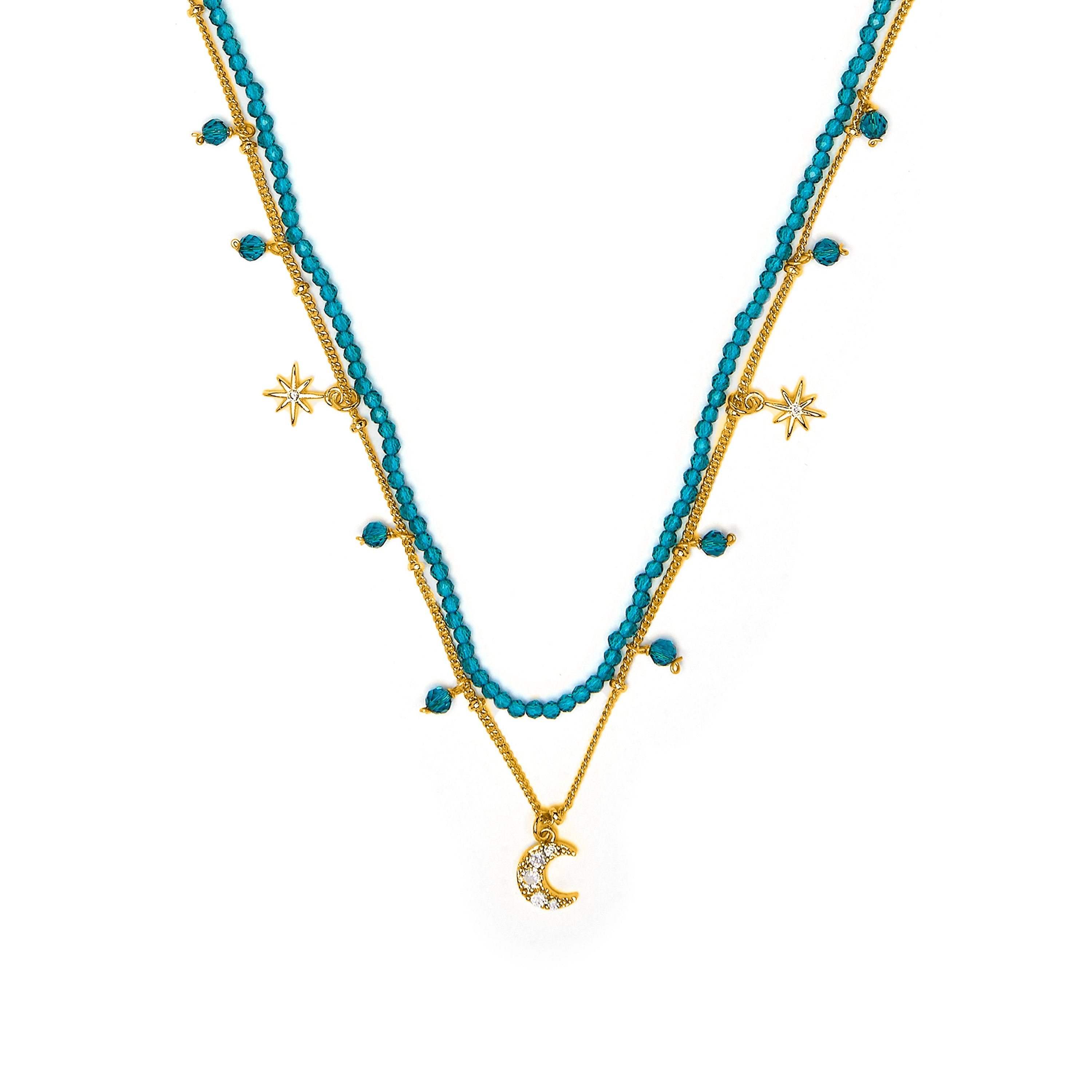18k Yellow Gold-Plated Green Crystal Necklace - Ayora
