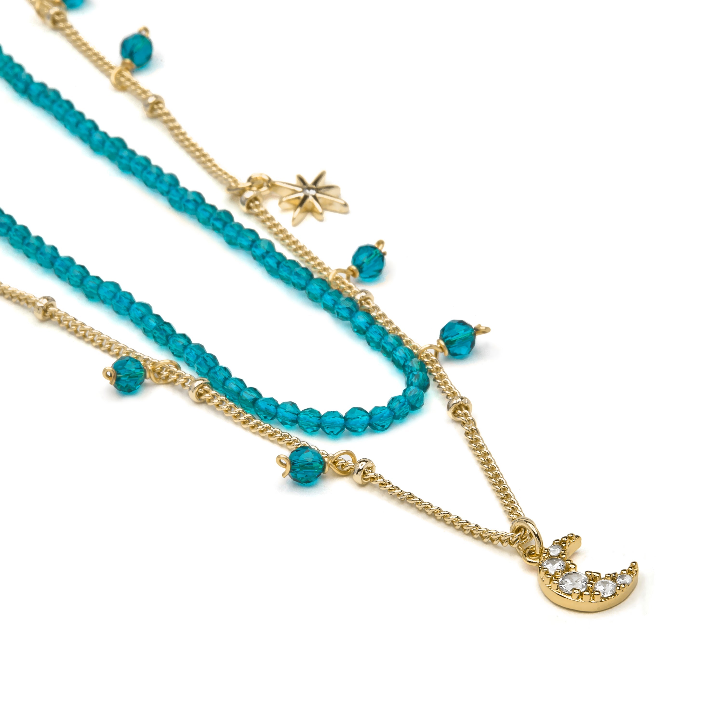 18k Yellow Gold-Plated Green Crystal Necklace - Ayora