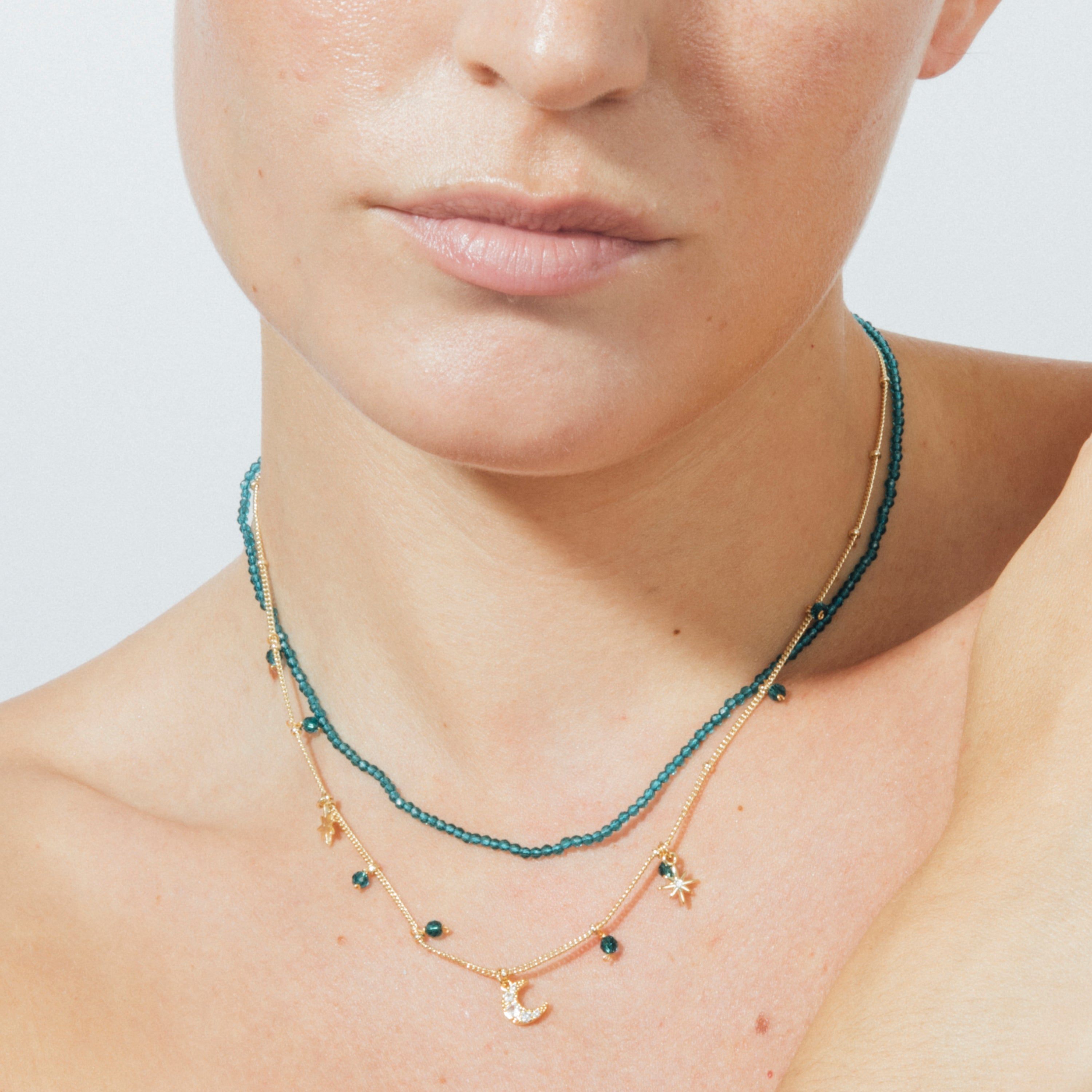 18k Yellow Gold-Plated Green Crystal Necklace - Ayora