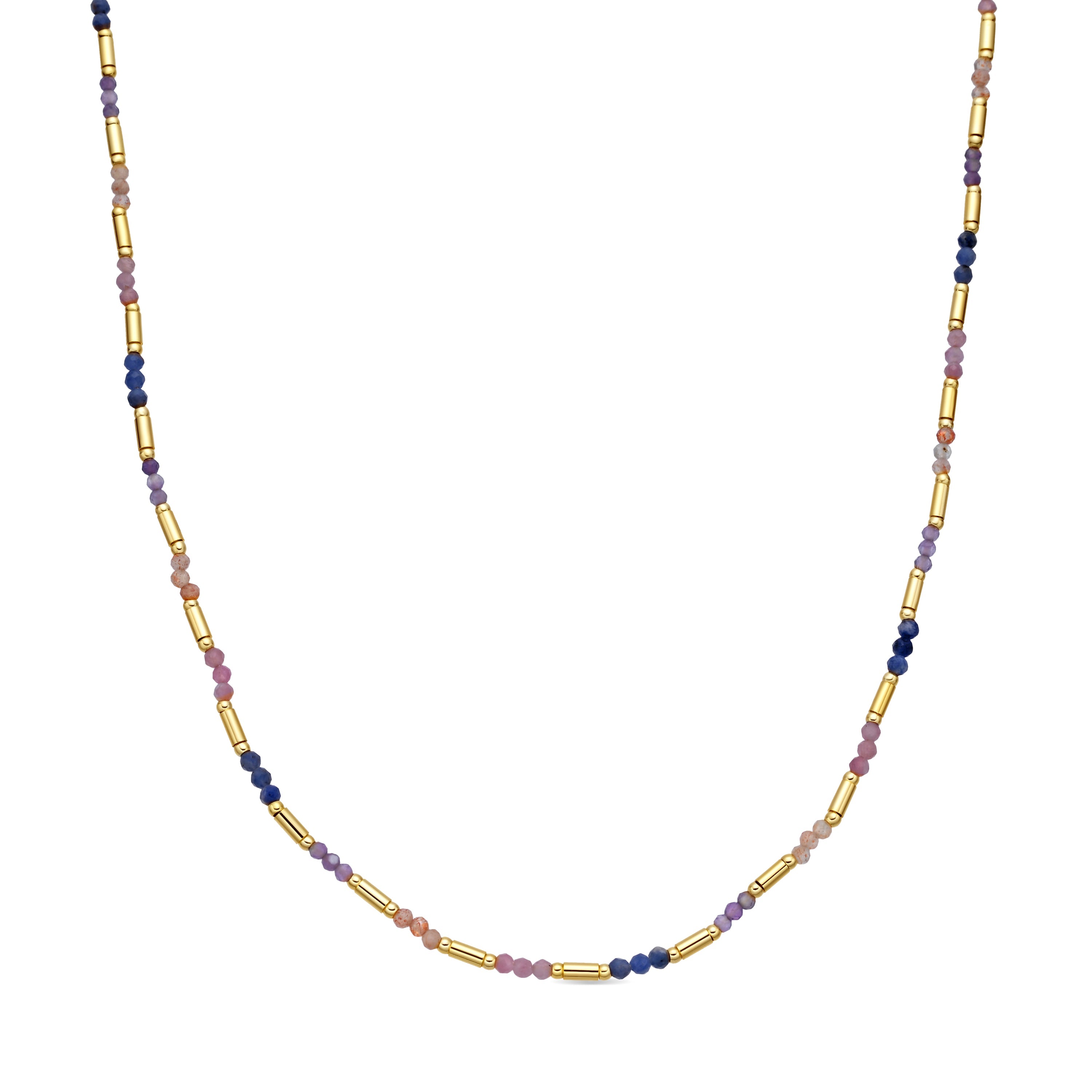 Multicolor Crystal Necklace with 18k Yellow Gold Finish - Athas