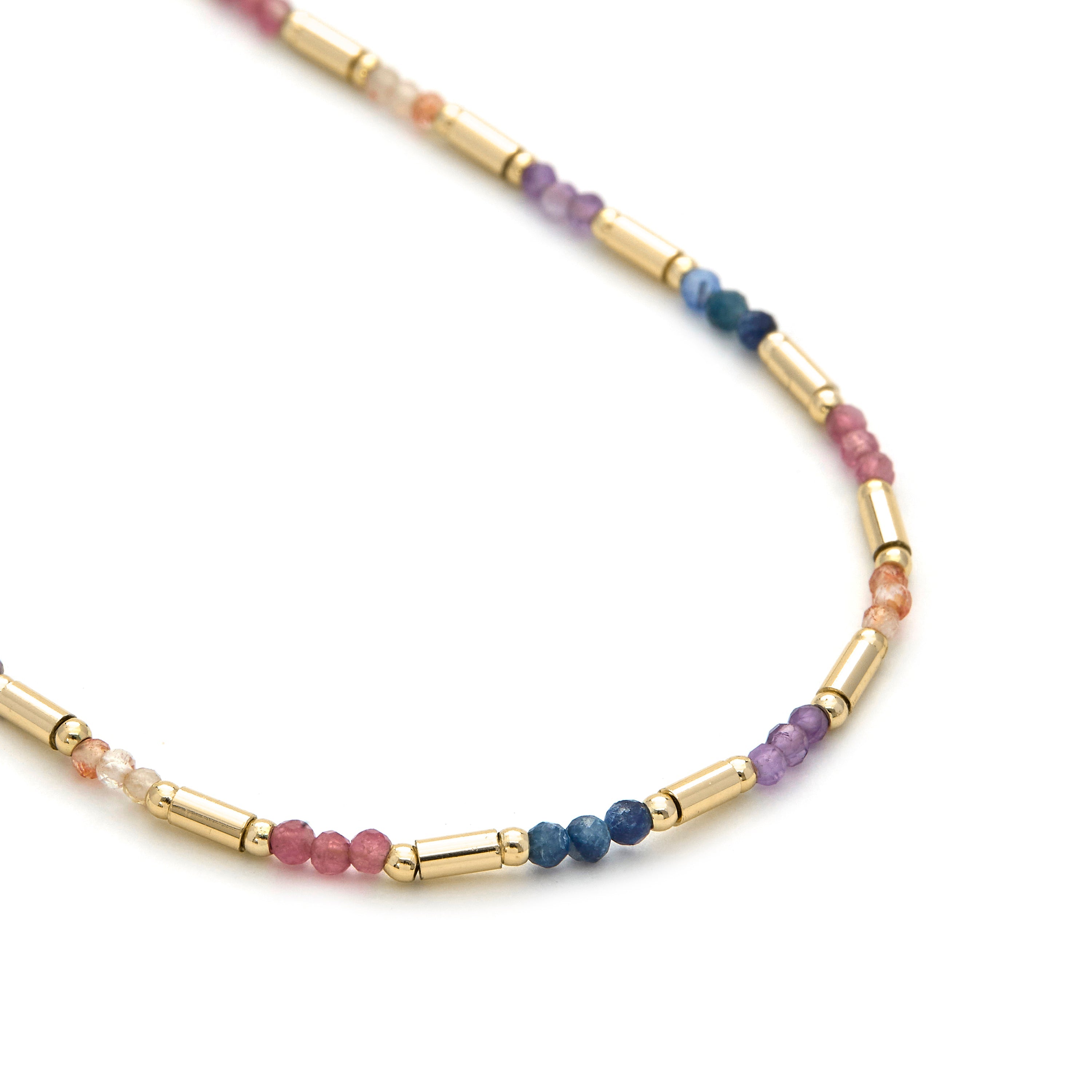 Multicolor Crystal Necklace with 18k Yellow Gold Finish - Athas