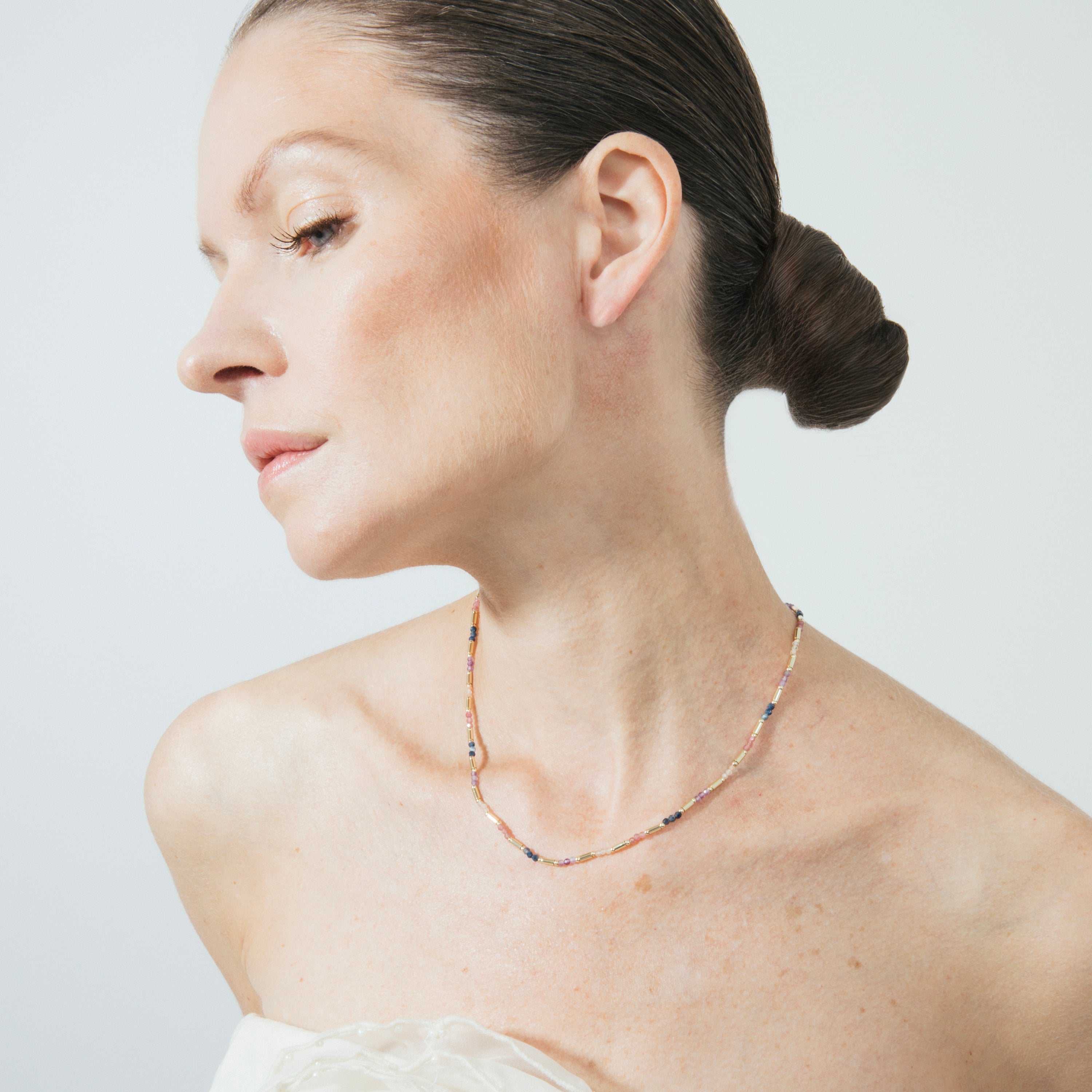 Multicolor Crystal Necklace with 18k Yellow Gold Finish - Athas