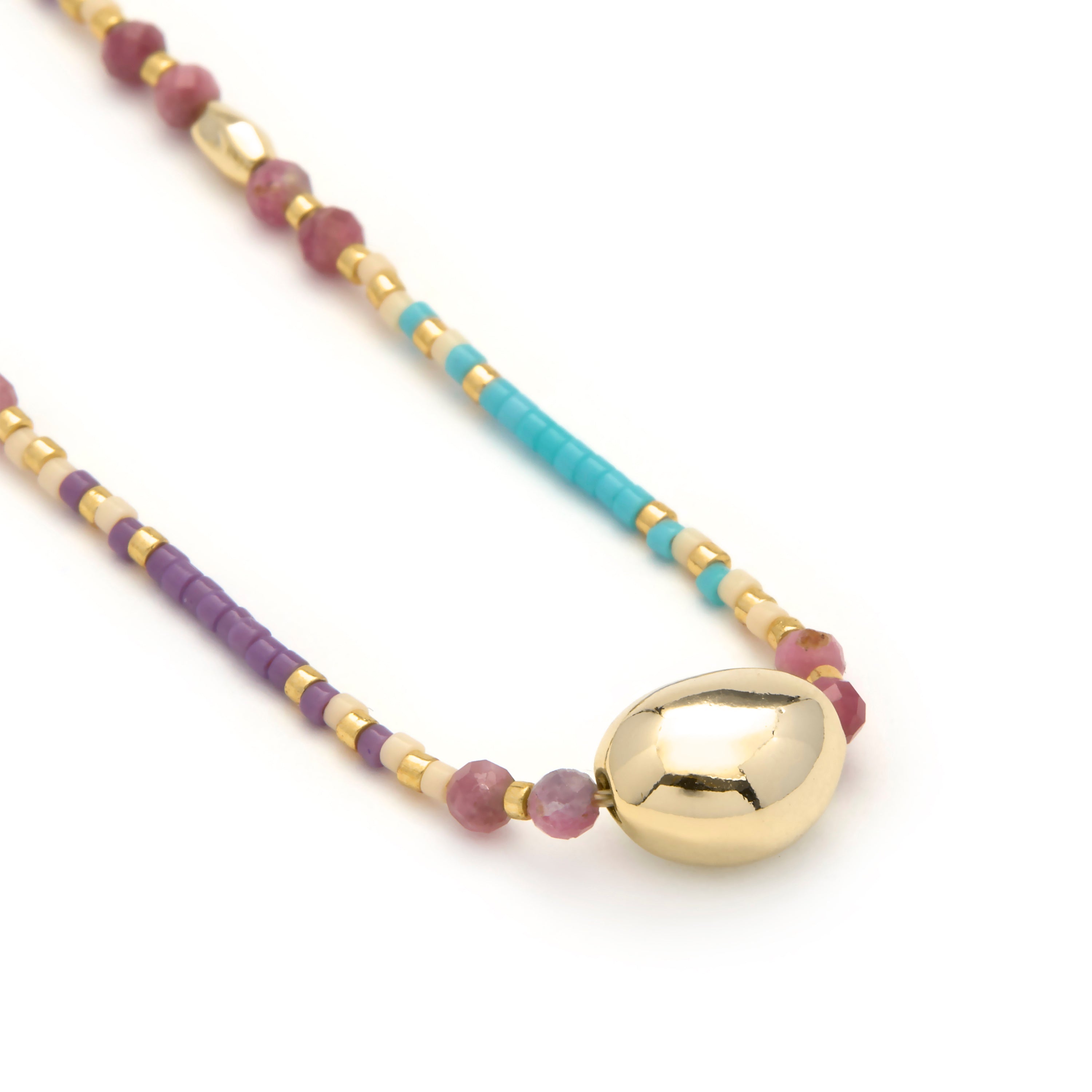 Multi-colored Crystal Necklace with 18k Yellow Gold Finish - Wasei