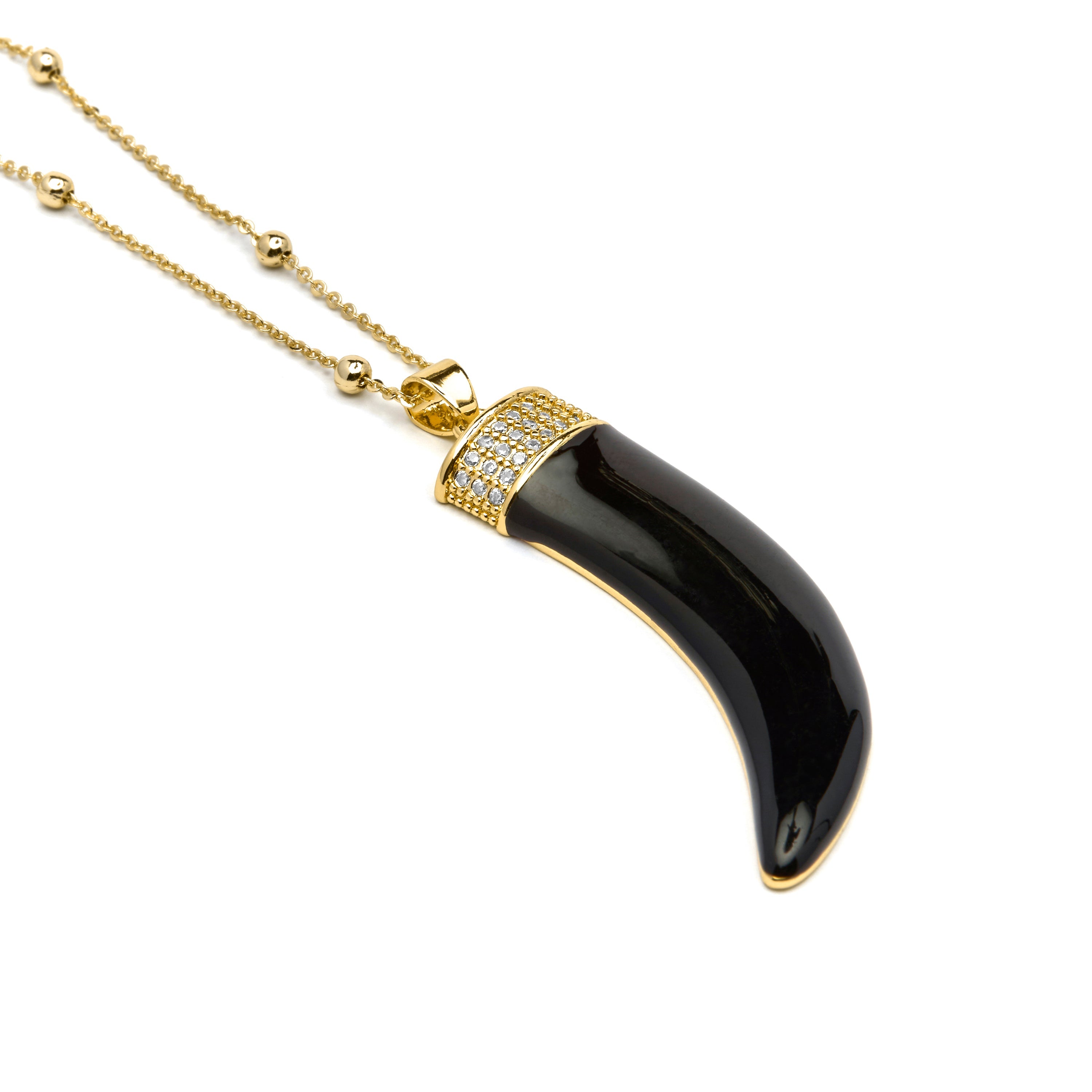 Silver and Black Lacquer Finish Necklace - Arhew