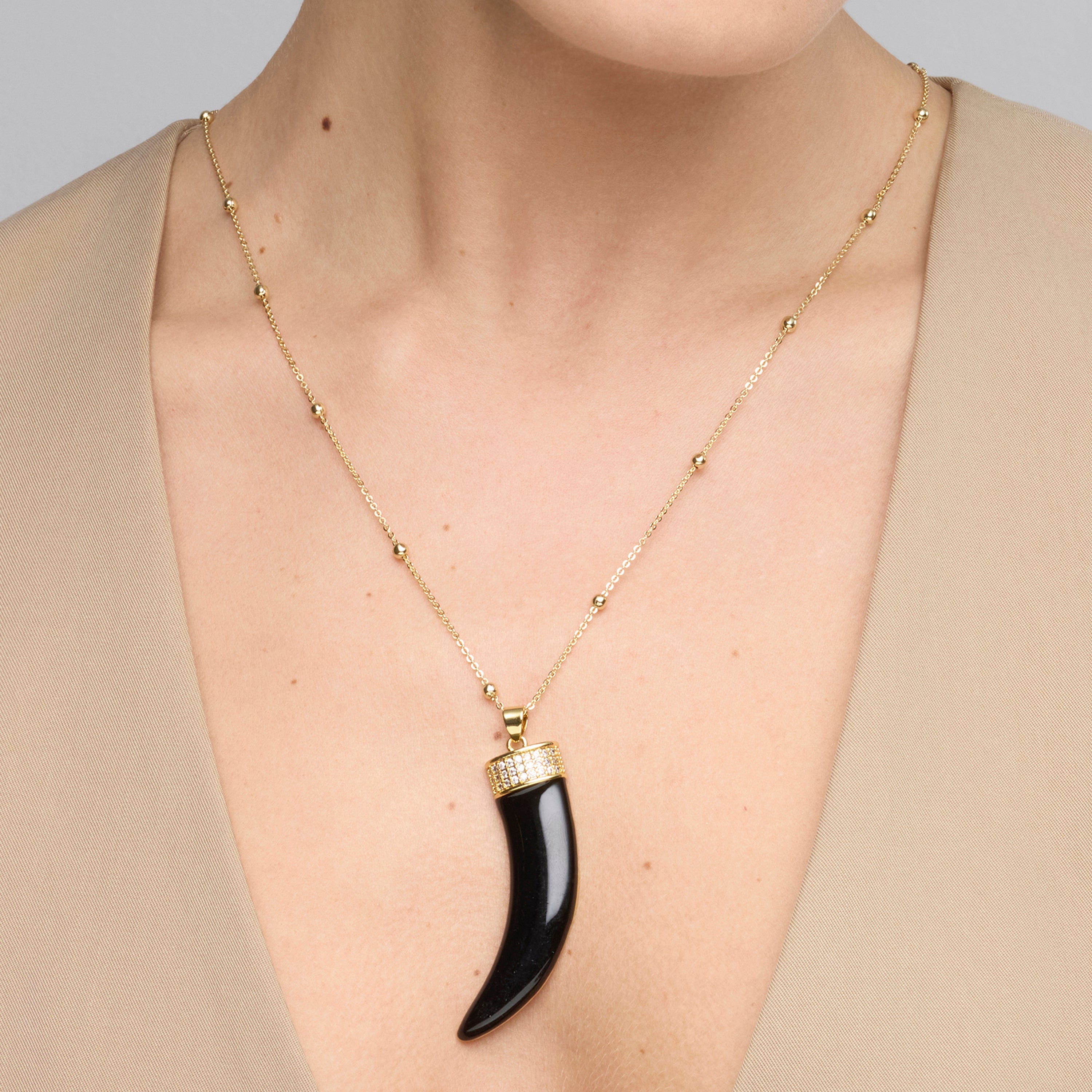 Silver and Black Lacquer Finish Necklace - Arhew
