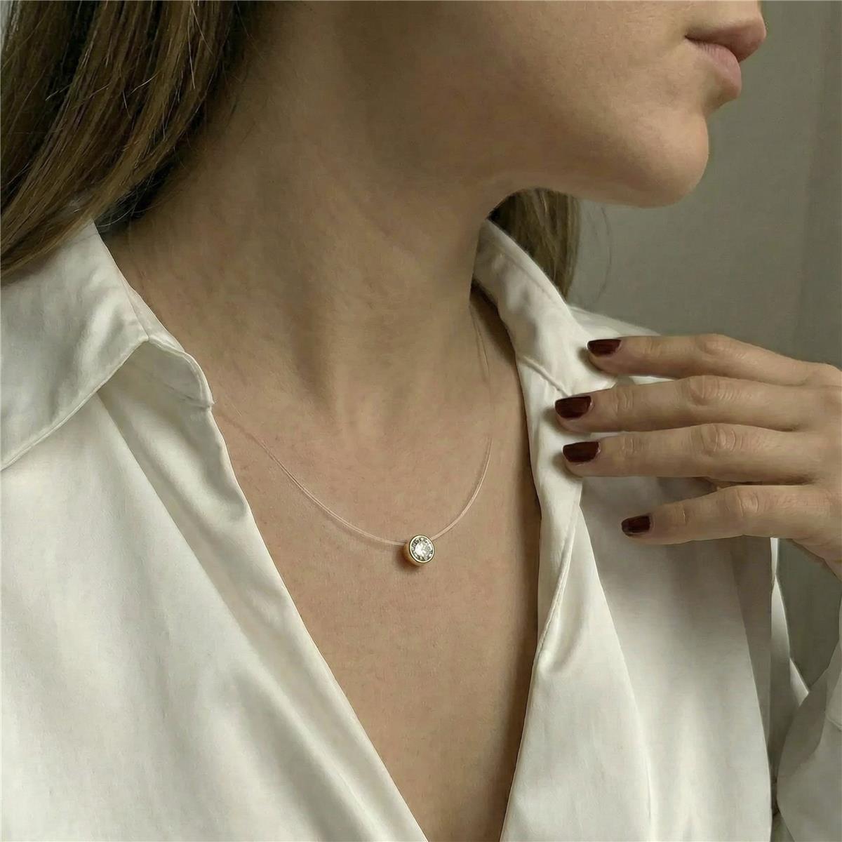 18k yellow gold-plated Brilliant Zircon Necklace - Ferly