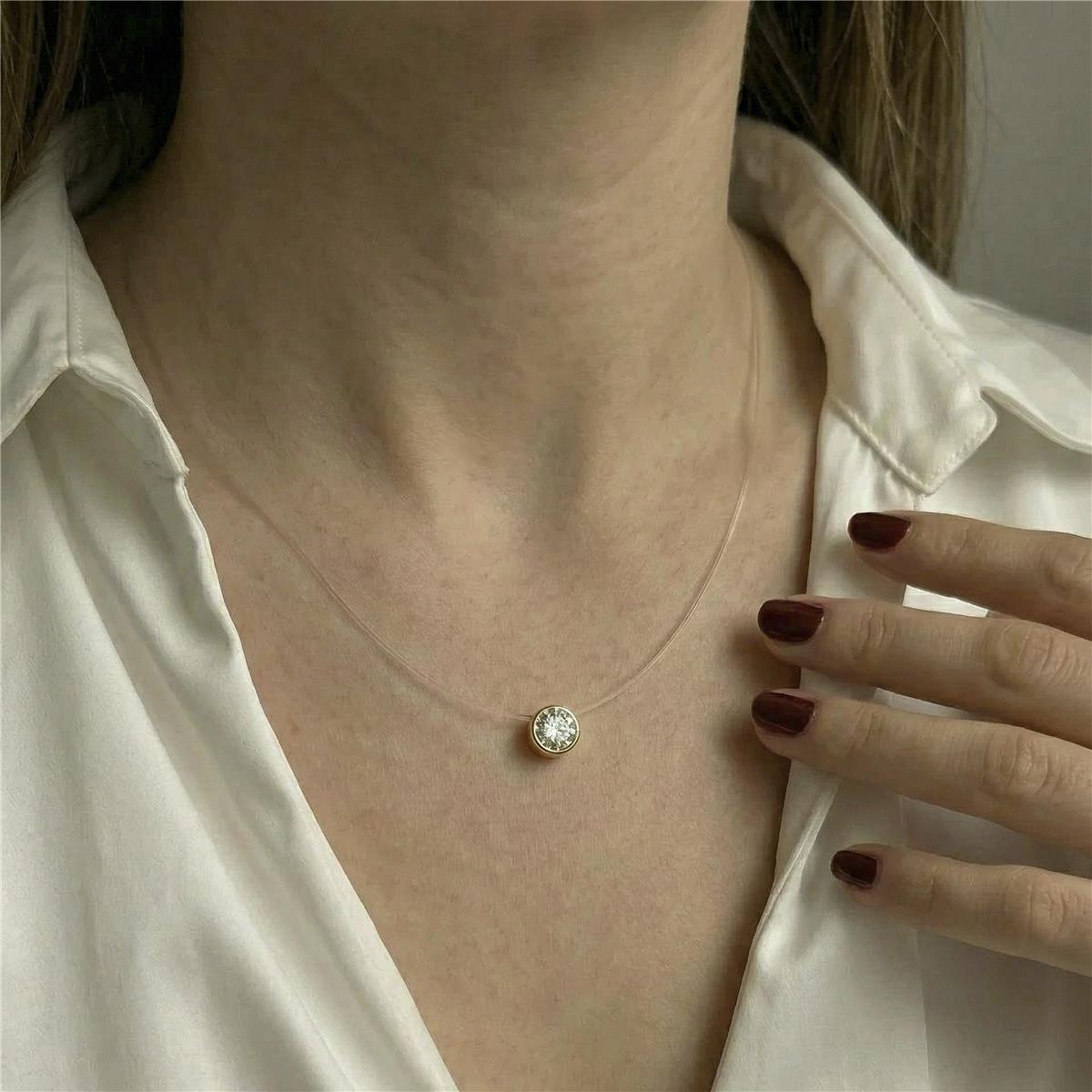 18k yellow gold-plated Brilliant Zircon Necklace - Ferly