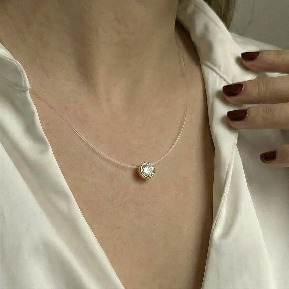 18k yellow gold-plated Brilliant Zircon Necklace - Ferly