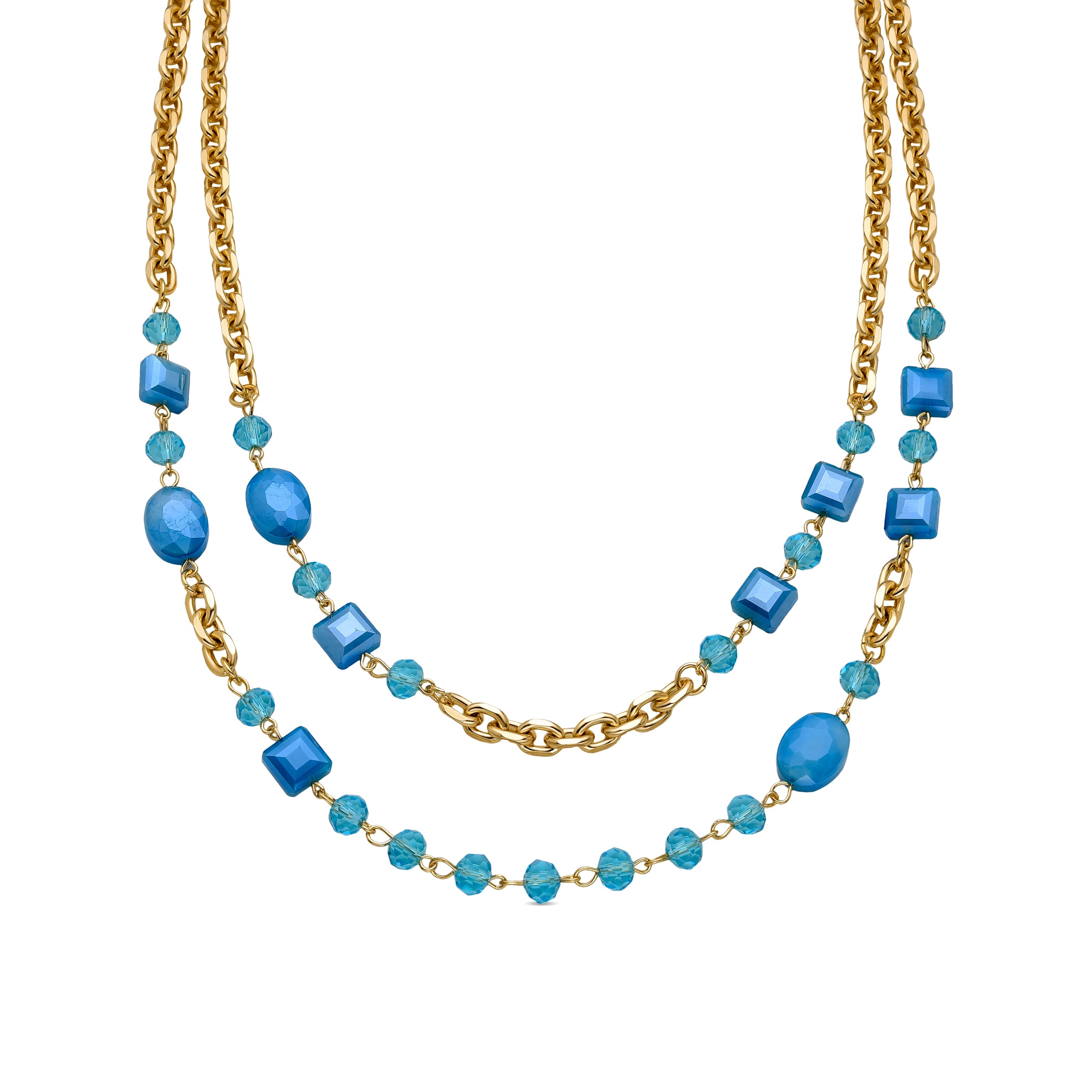 Dark Blue Crystal Necklace finished in 18K yellow gold - Zinsis