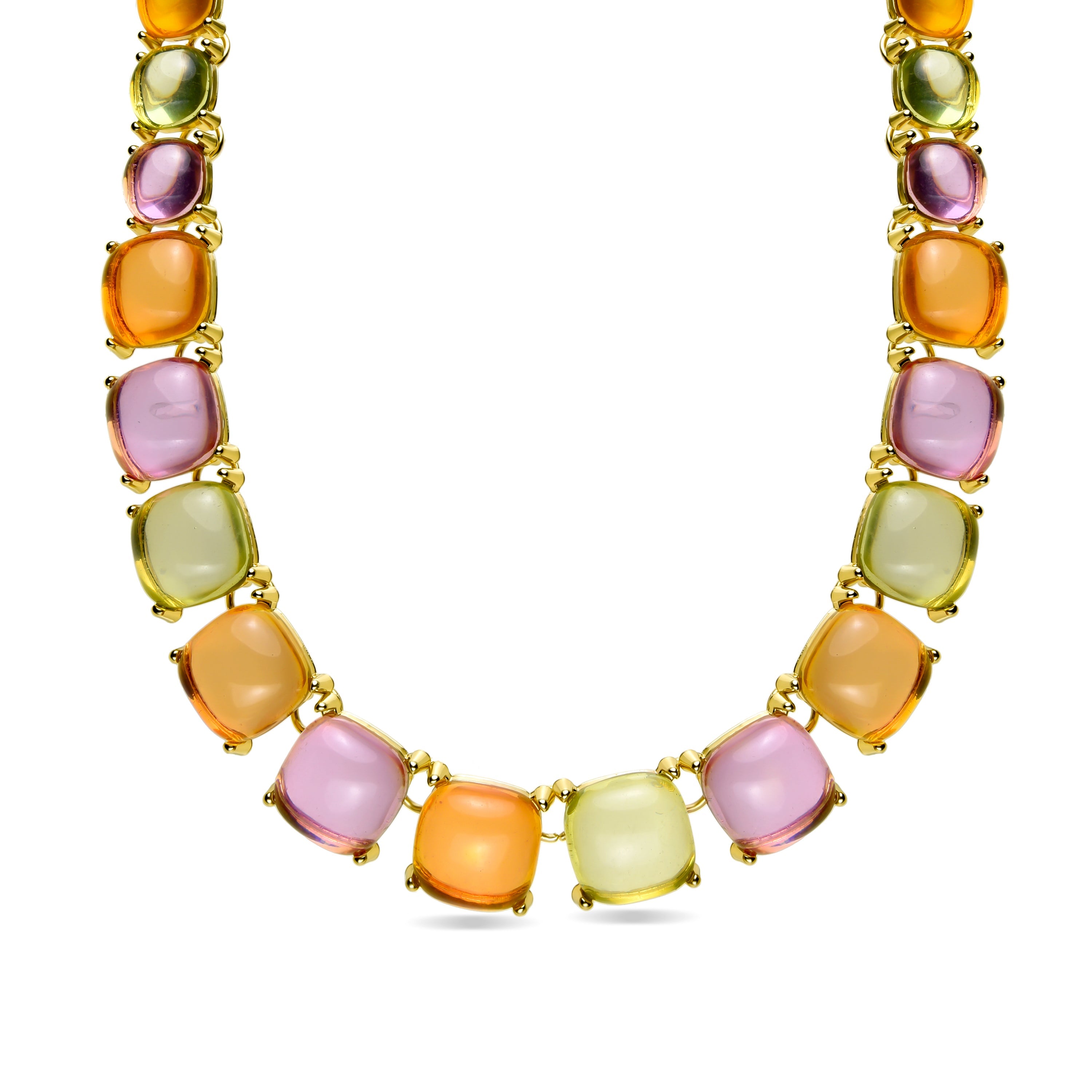 Multicolor Crystal Necklace finished in 18K yellow gold - Tosab