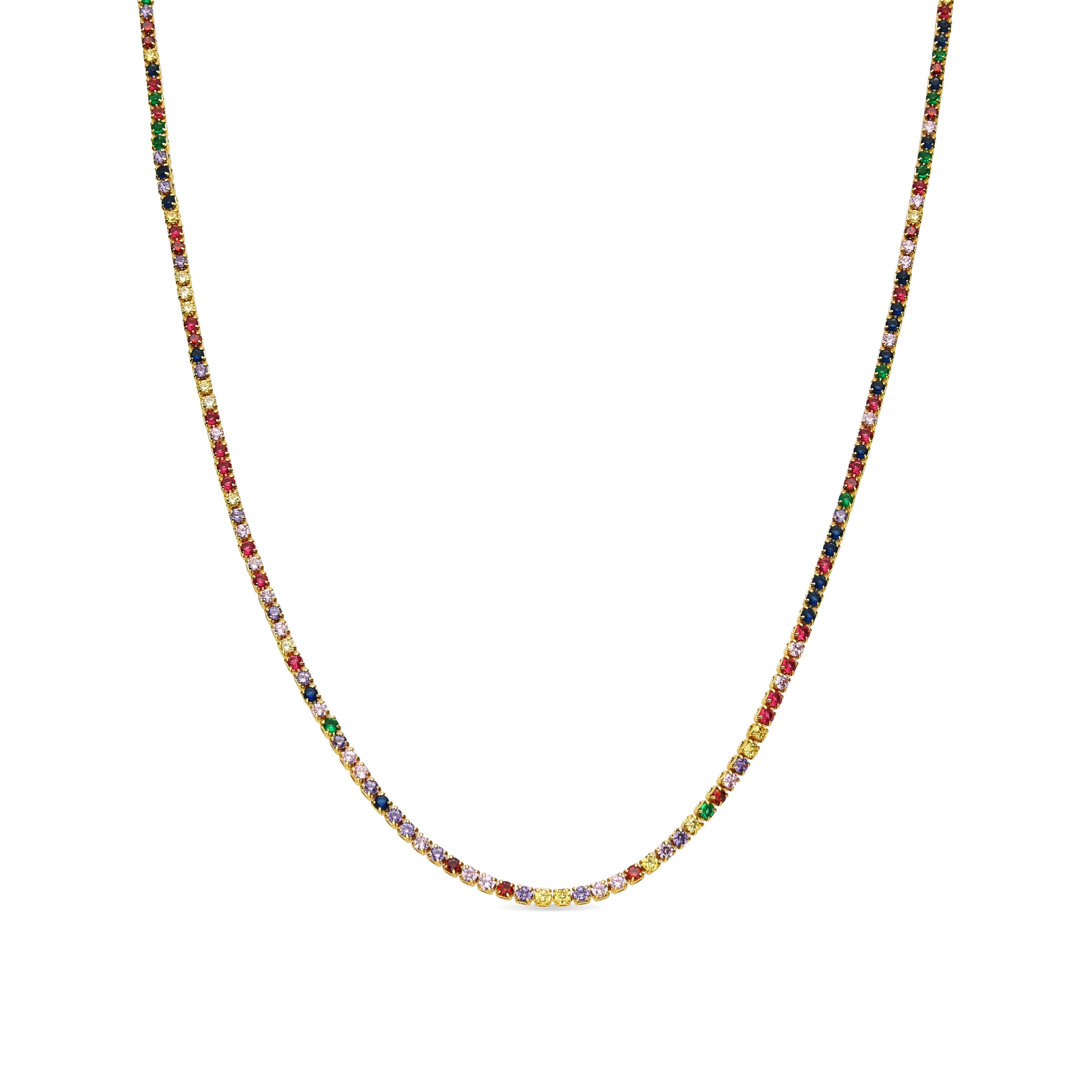 18k Gold-Plated Multicolor Zircon Necklace - Serly
