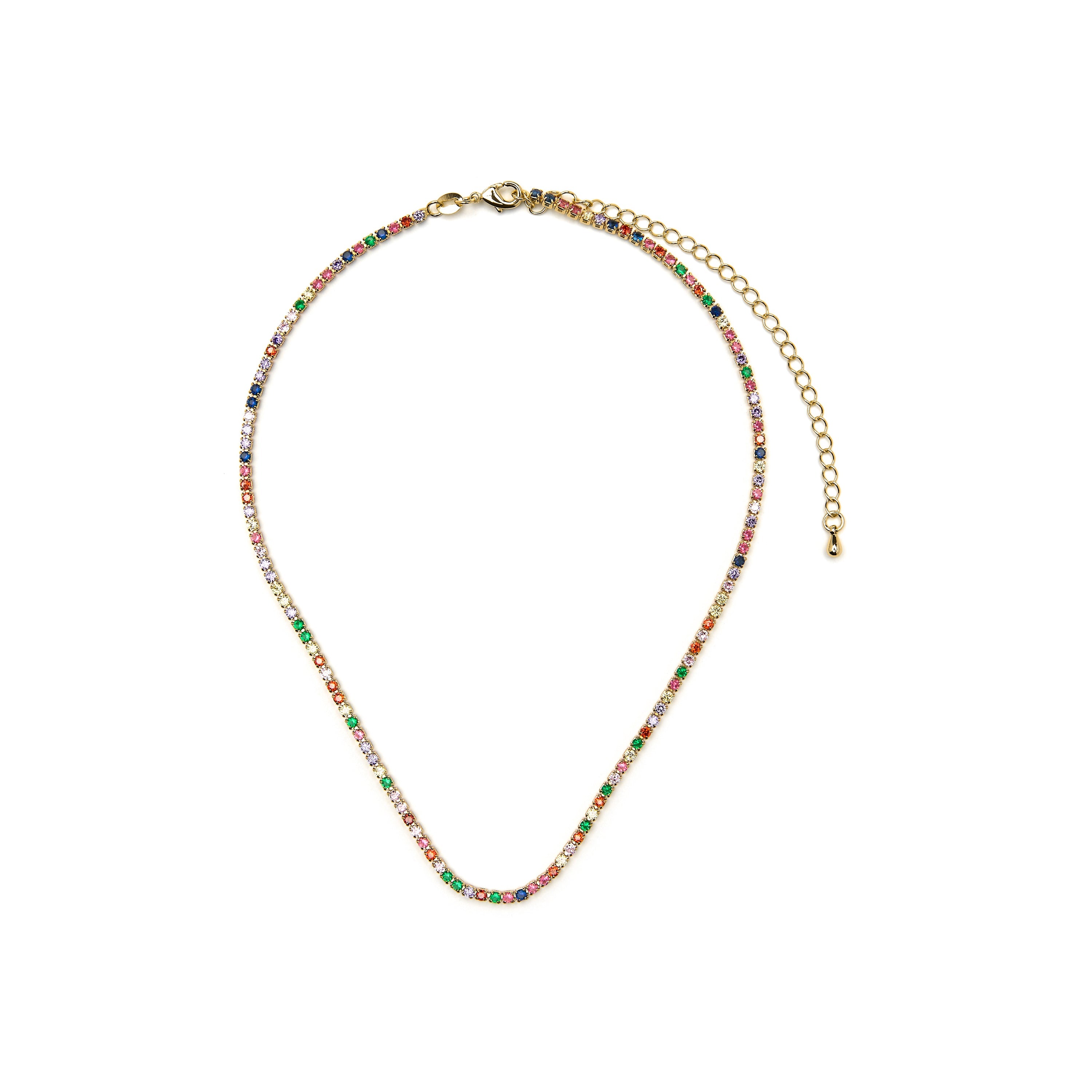 18k Gold-Plated Multicolor Zircon Necklace - Serly