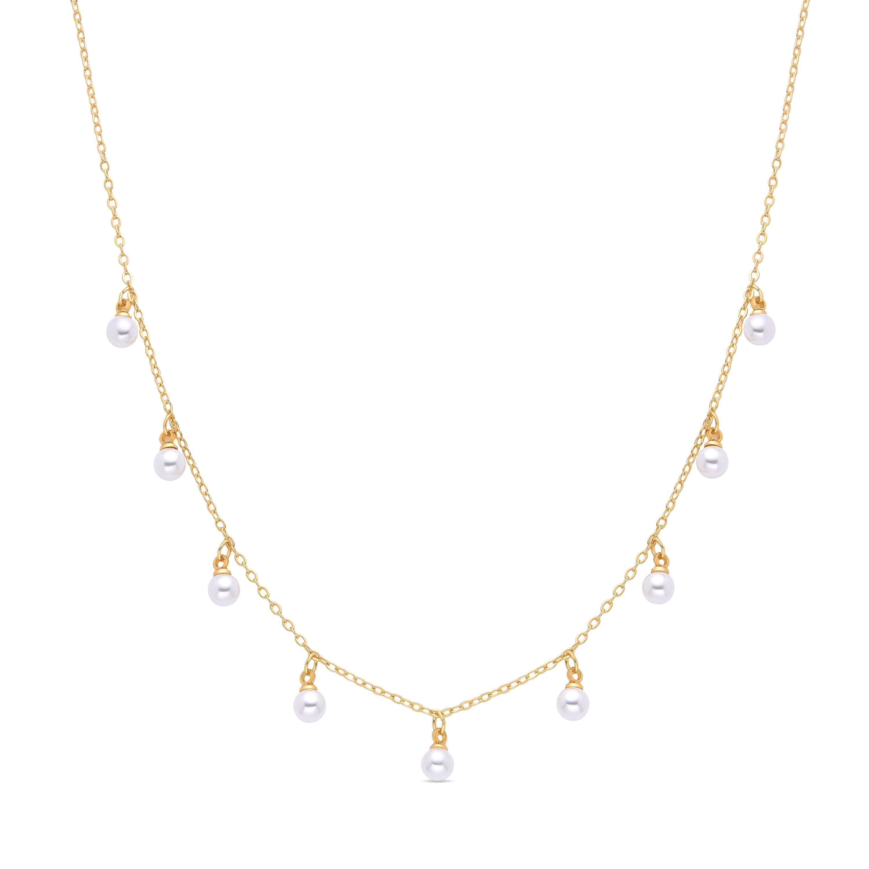 18K Yellow Gold-plated White Pearl Necklace - Tawser
