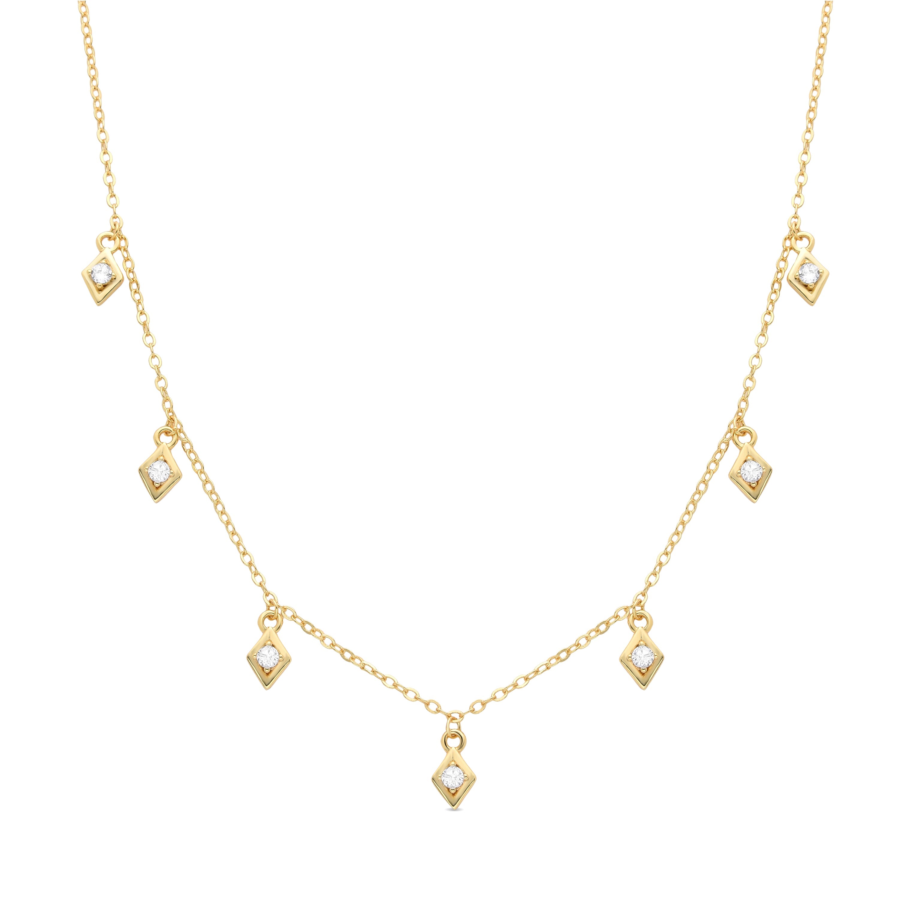 Brilliant Zirconia Necklace in 18K Yellow Gold Finish - Yak