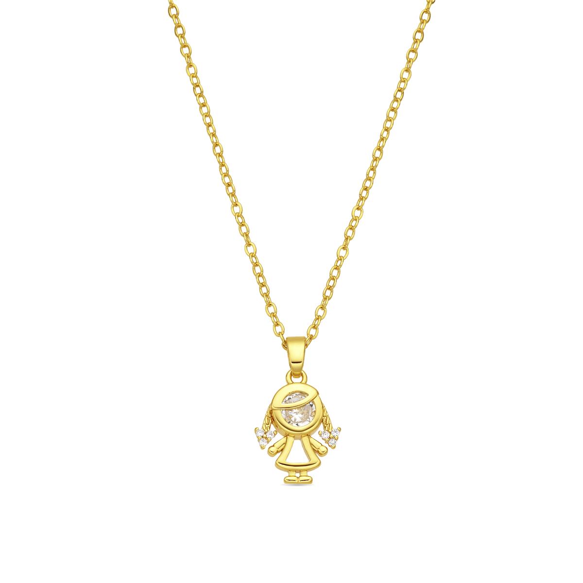 18k Yellow Gold-Plated Sparkling Zirconia Necklace - Girl
