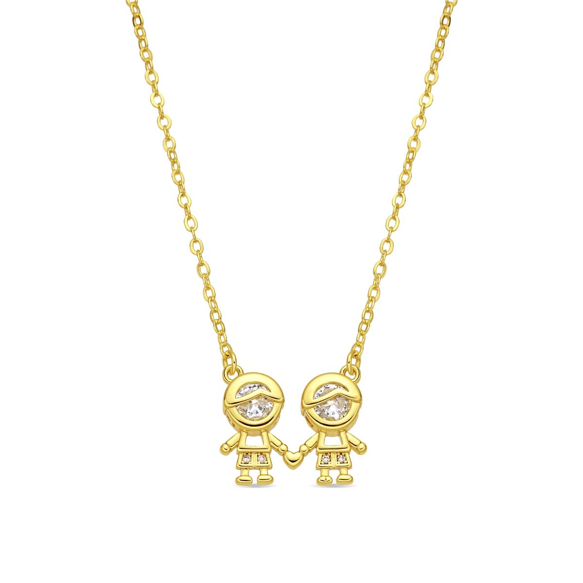 18k Yellow Gold-Plated CZ Necklace - Boys