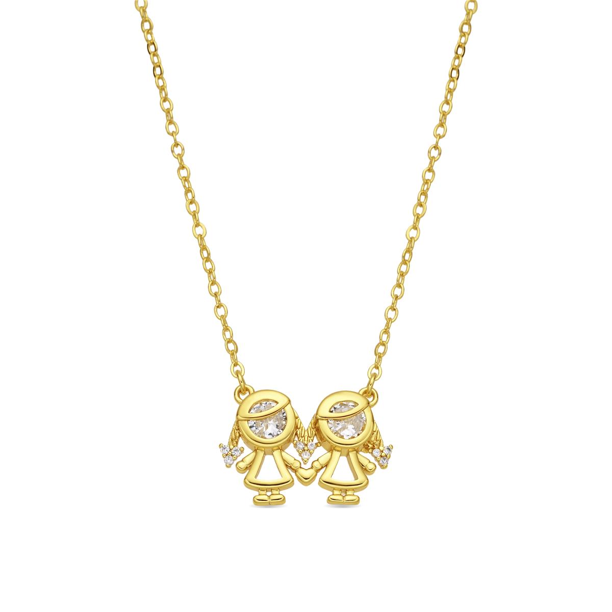 18k Yellow Gold-Plated Dazzling Zircon Necklace - Girls