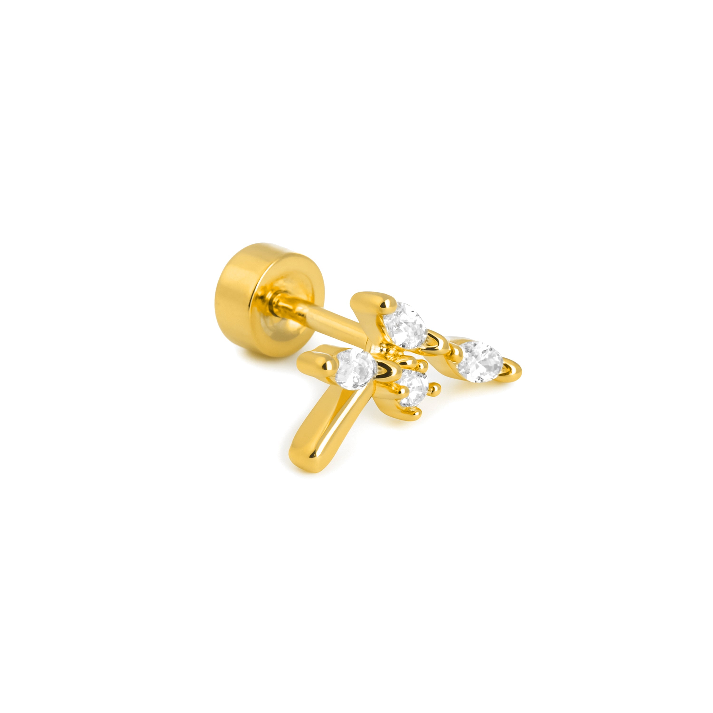 18k Yellow Gold-Plated Dazzling Zircon Piercing - Curat