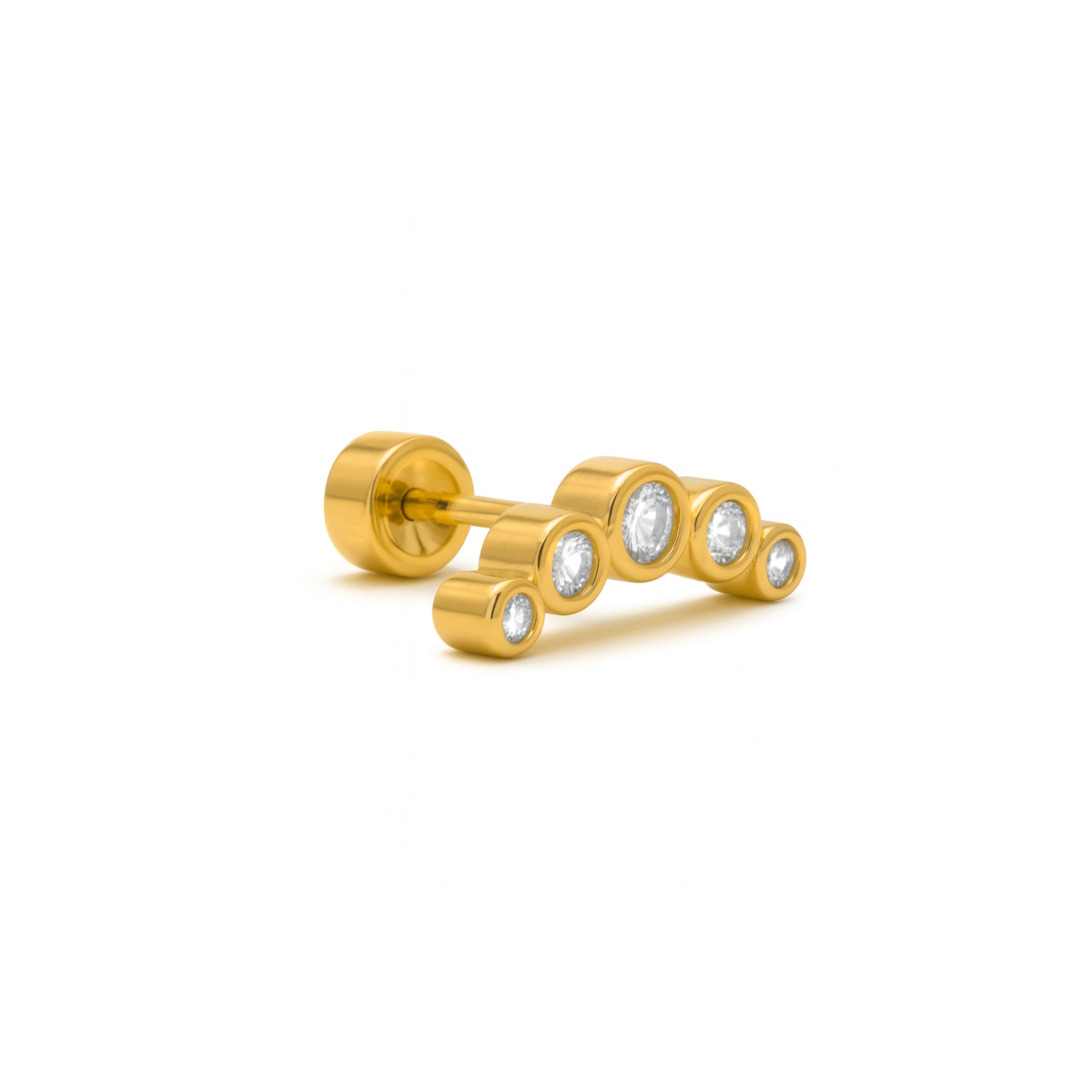 18k Yellow Gold-Plated Dazzling Zirconia Piercing - Inloc