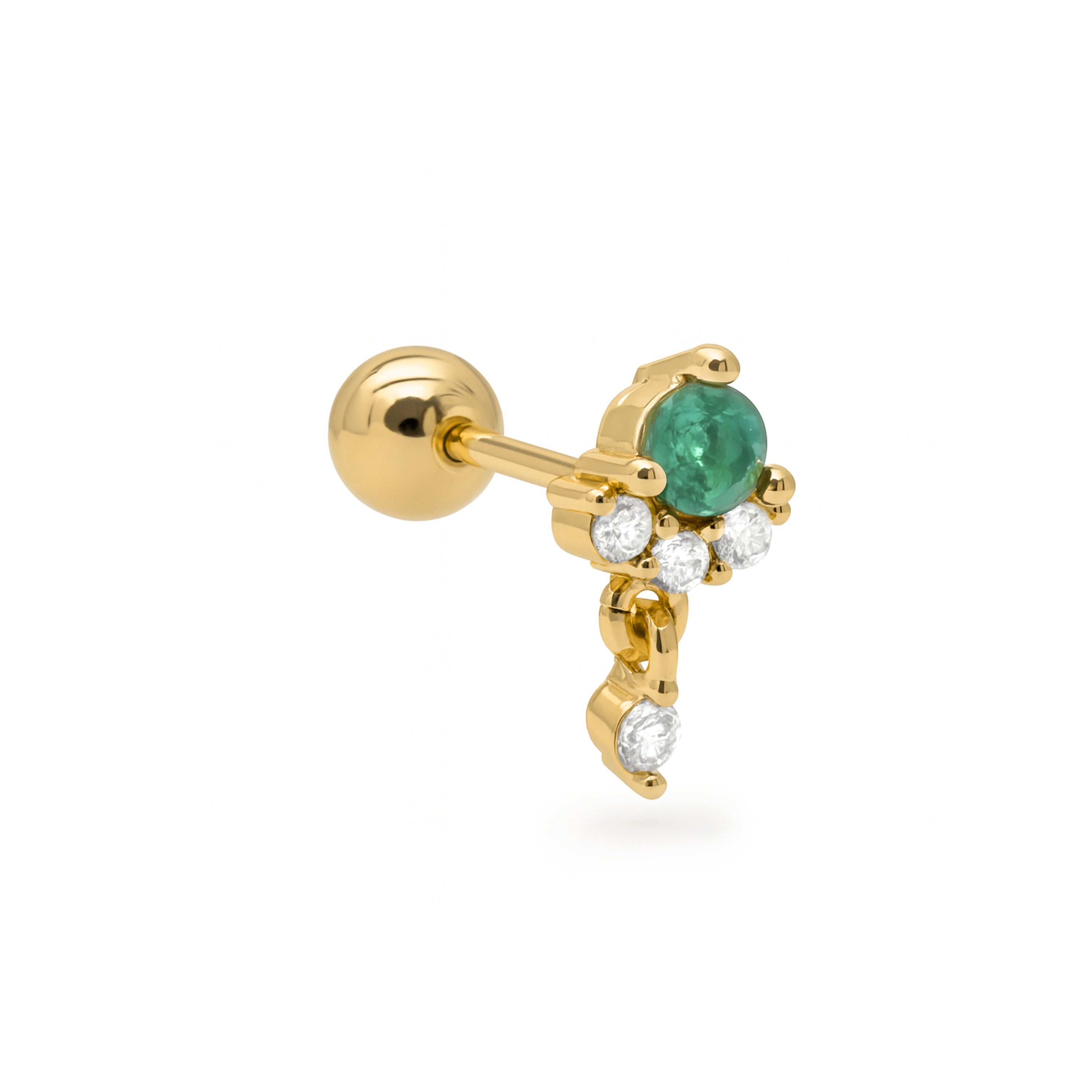 18k Yellow Gold Finish Multicolor Zirconia Piercing - Huera