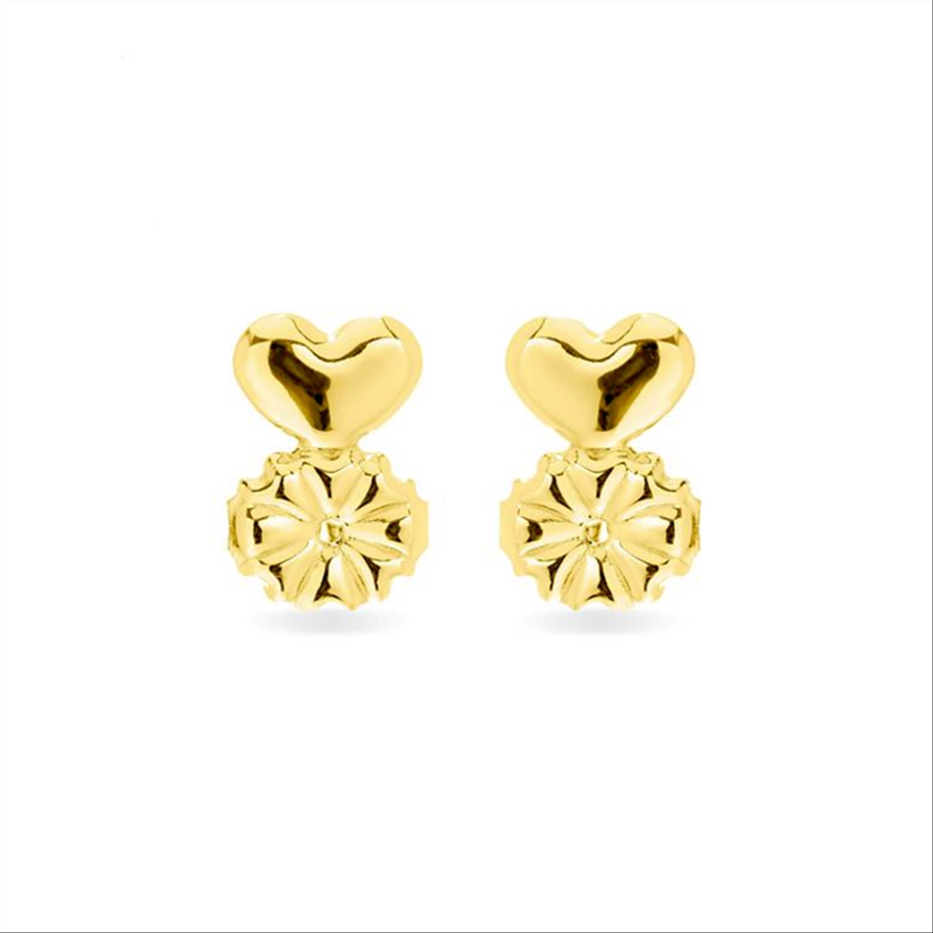 18k yellow gold finish pressure clasps - Heart
