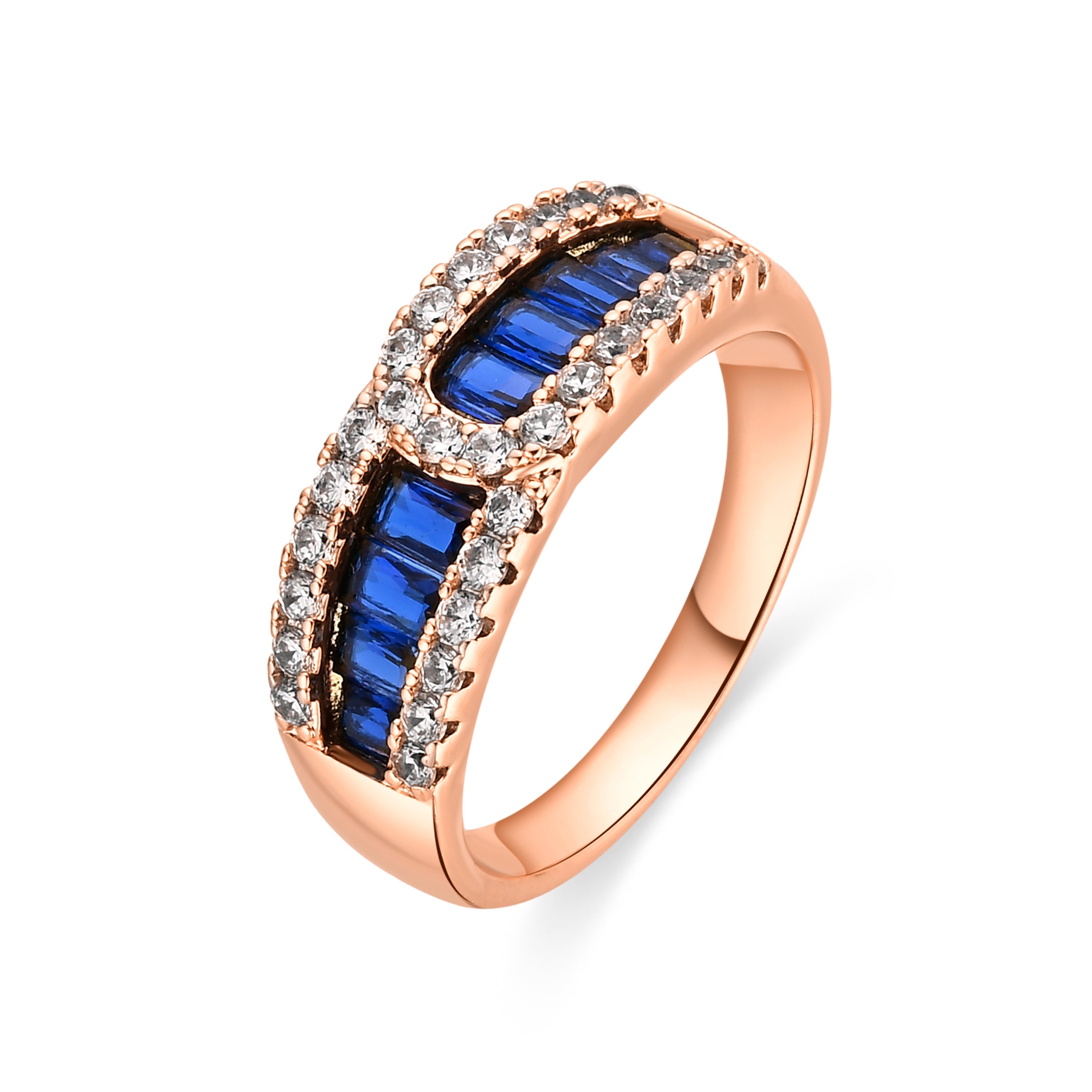 18k Yellow Gold Finish Sapphire Cubic Zirconia Ring - Guine