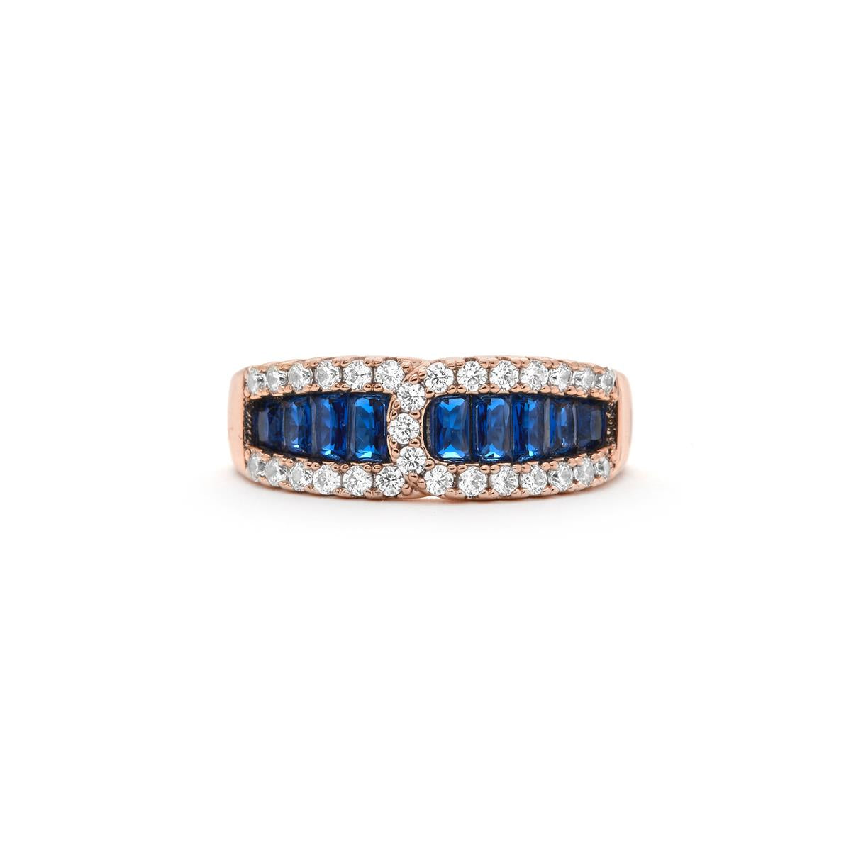 18k Yellow Gold Finish Sapphire Cubic Zirconia Ring - Guine