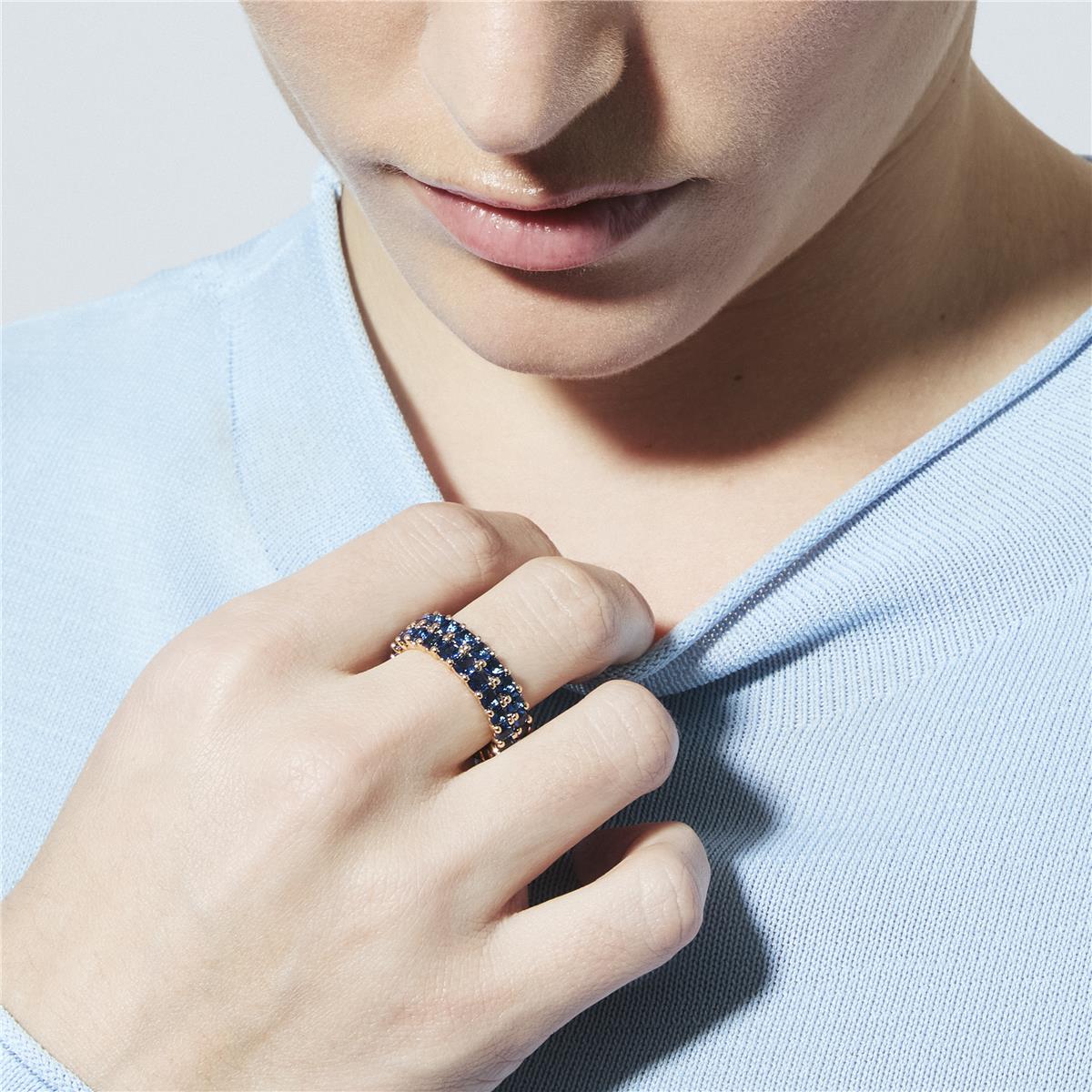 18k Yellow Gold Finish Sapphire Cubic Zirconia Ring - Tomi