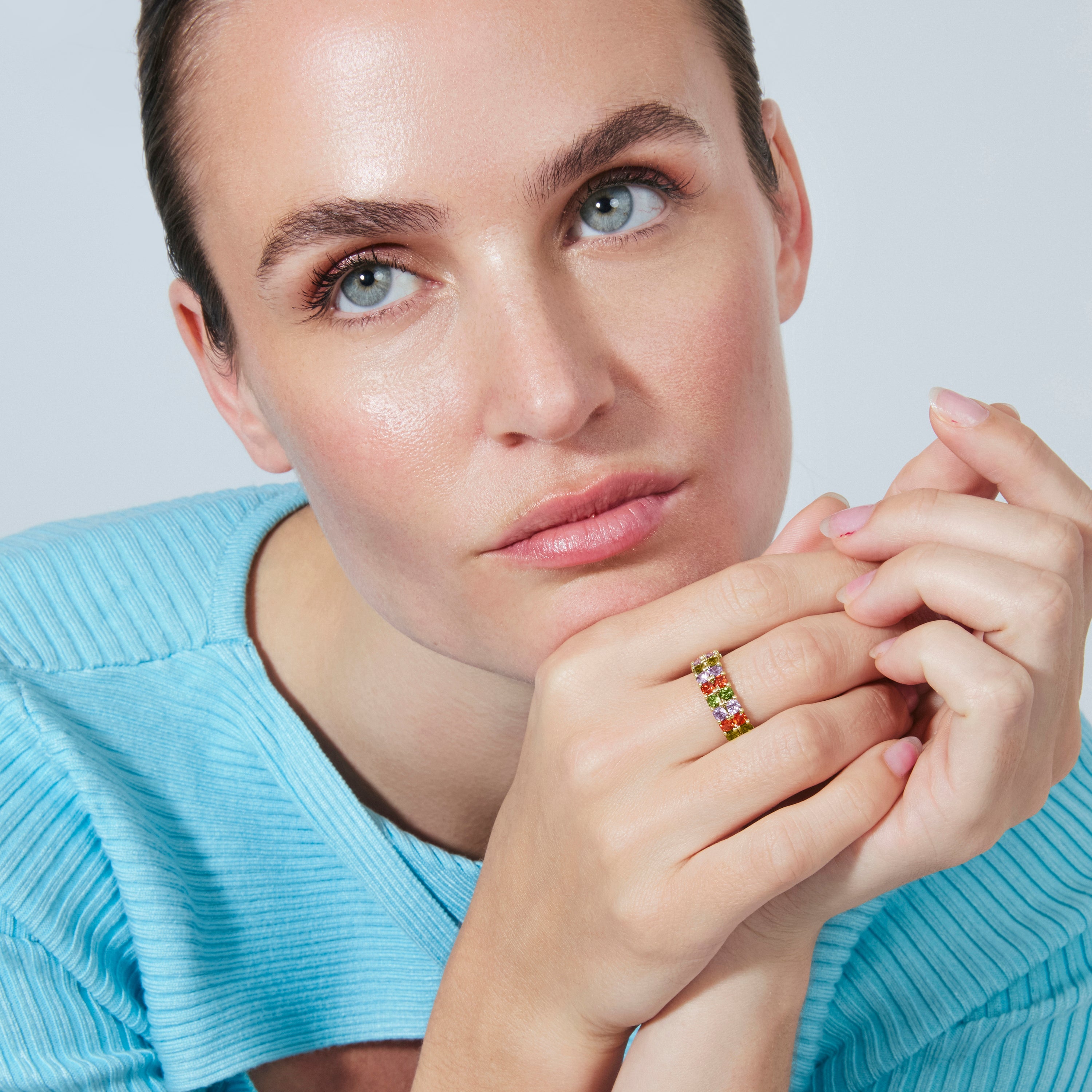 18k Yellow Gold-Plated Multicolor Zircon Ring - Tomi