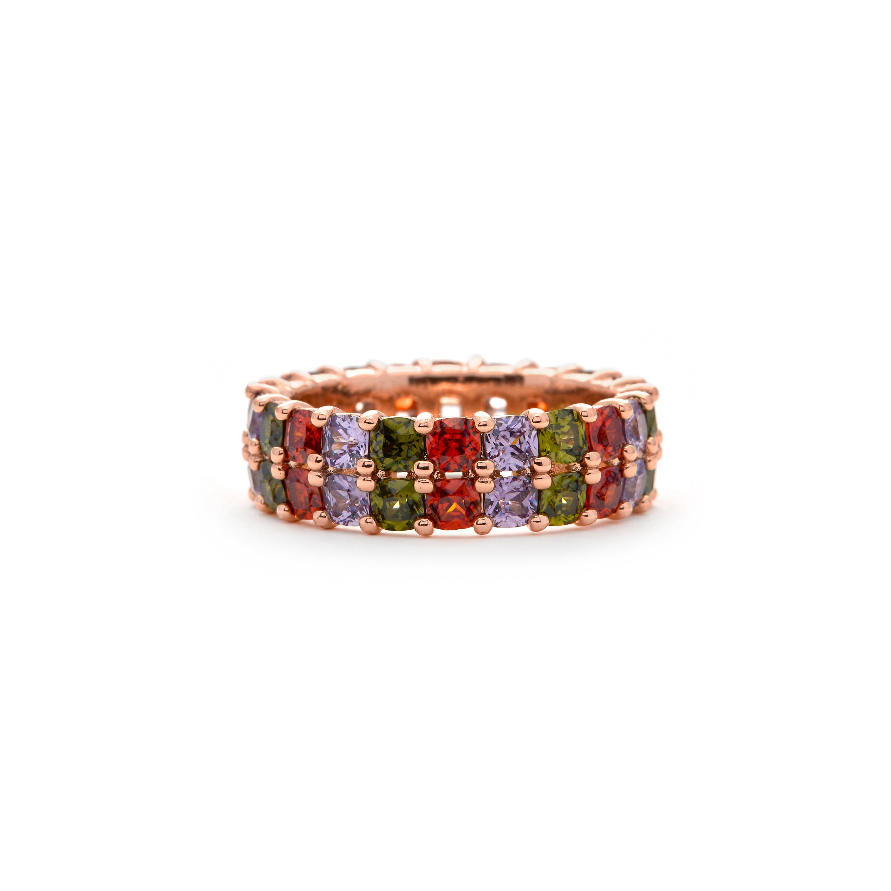 18k Yellow Gold-Plated Multicolor Zircon Ring - Tomi