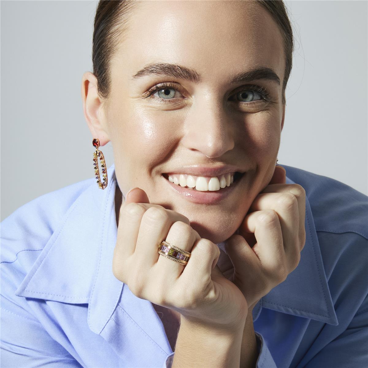 18k yellow gold plated Multicolor Zircon Ring - Maia