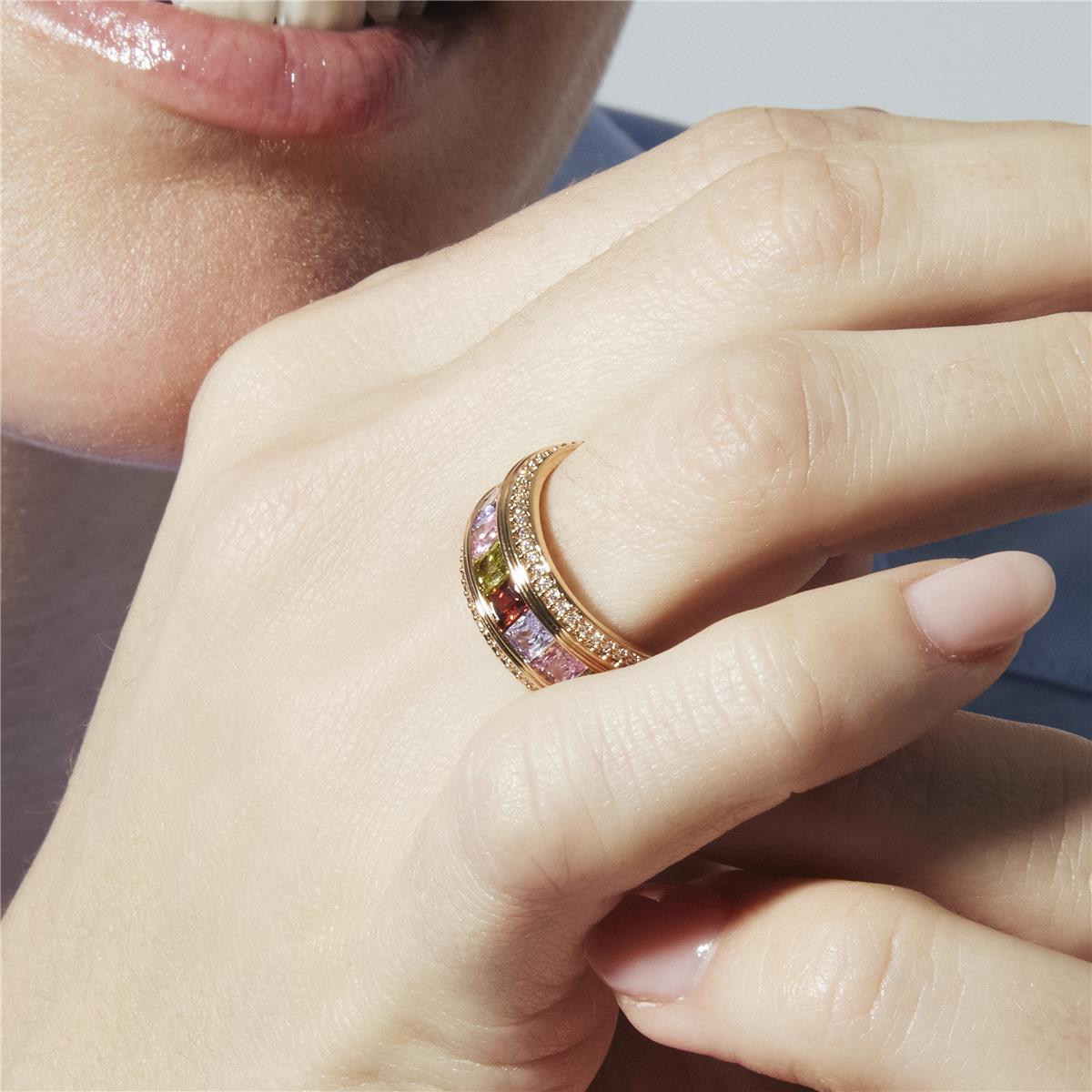 18k yellow gold plated Multicolor Zircon Ring - Maia