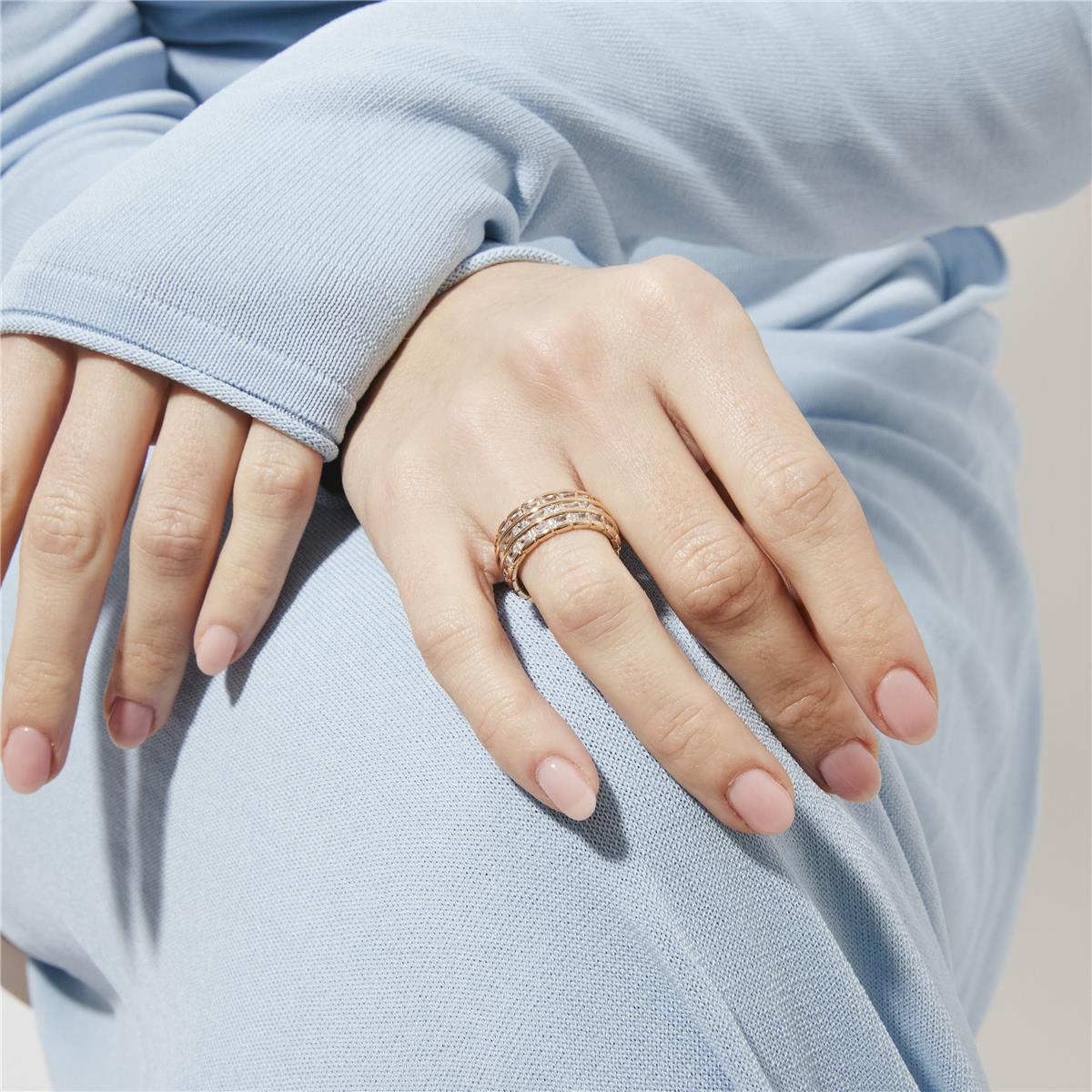 18k yellow gold-plated Brilliant Zircon Ring - Hudio