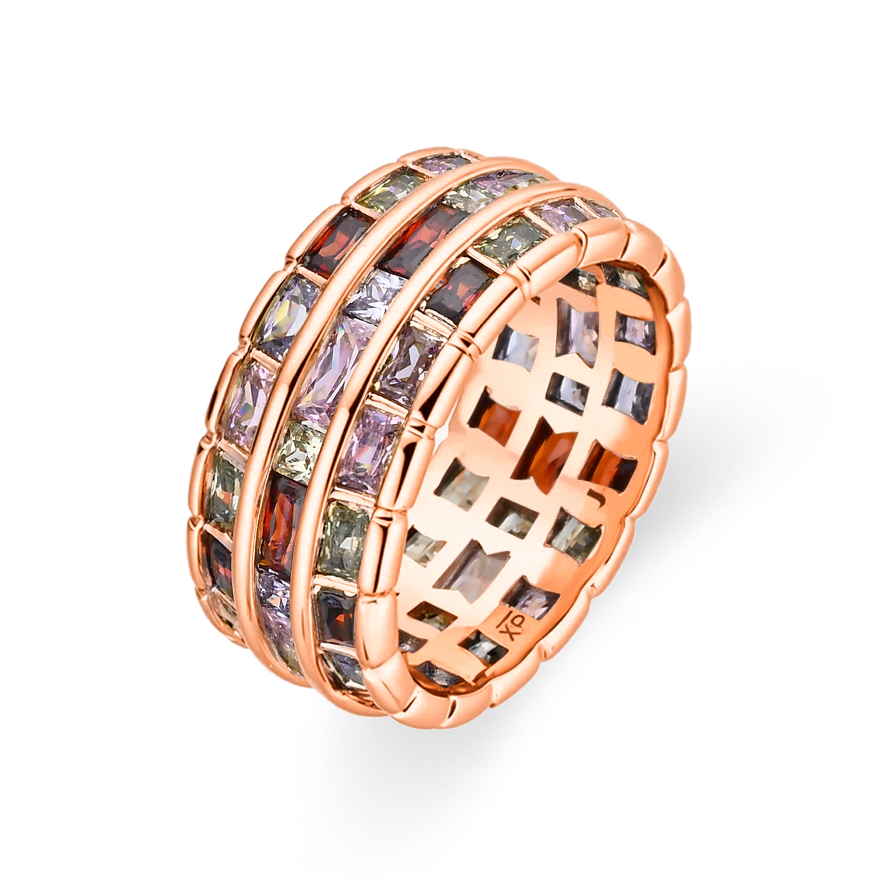 18k Yellow Gold Finish Multicolor Zircon Ring - Hudio