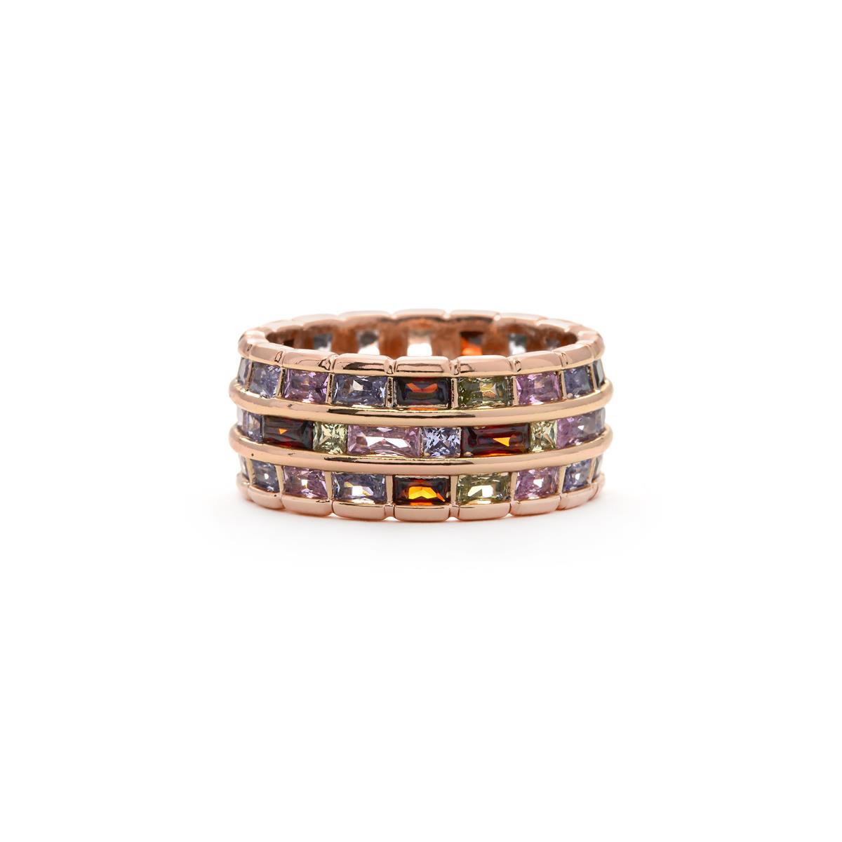 18k Yellow Gold Finish Multicolor Zircon Ring - Hudio