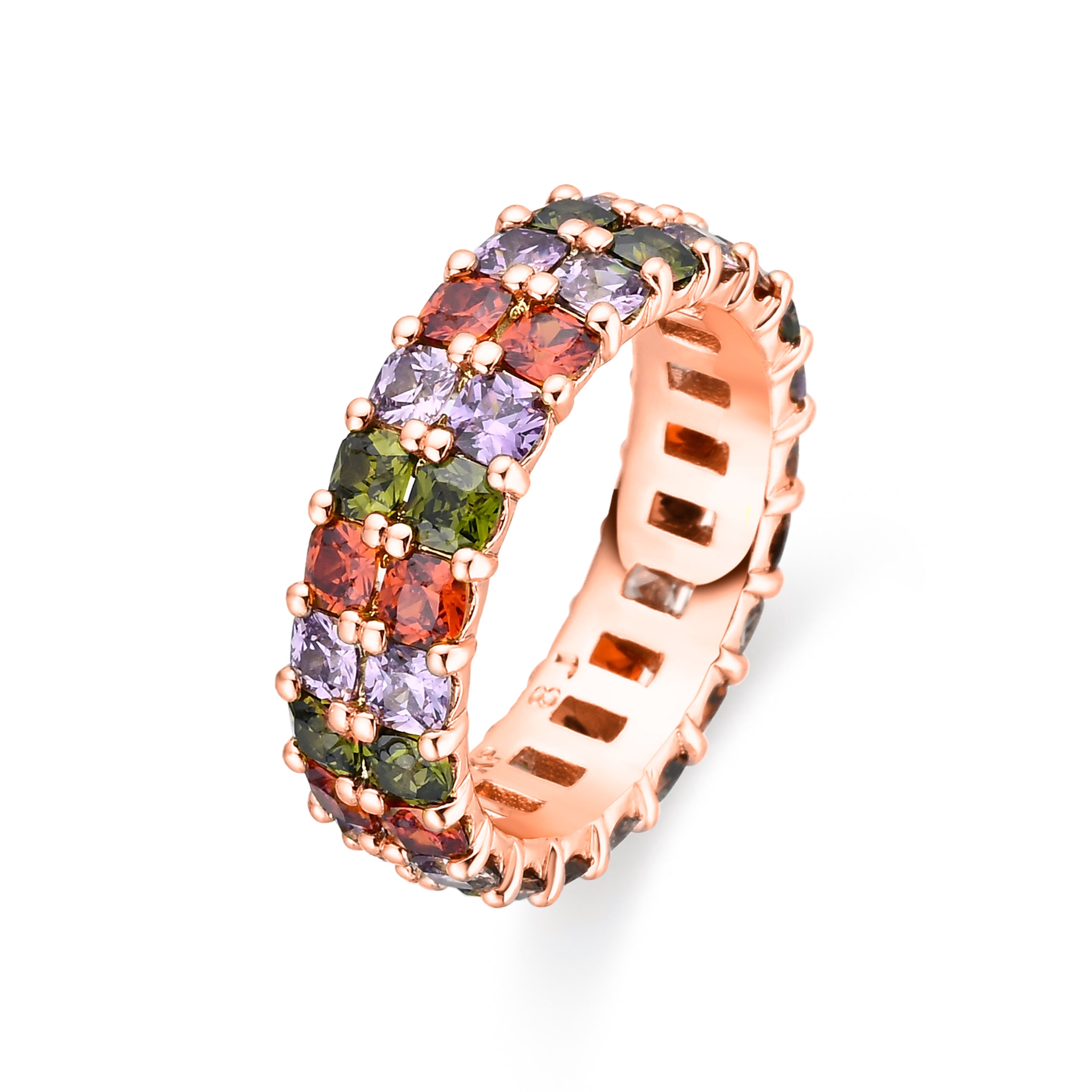 18k Yellow Gold-Plated Multicolor Zircon Ring - Tomi
