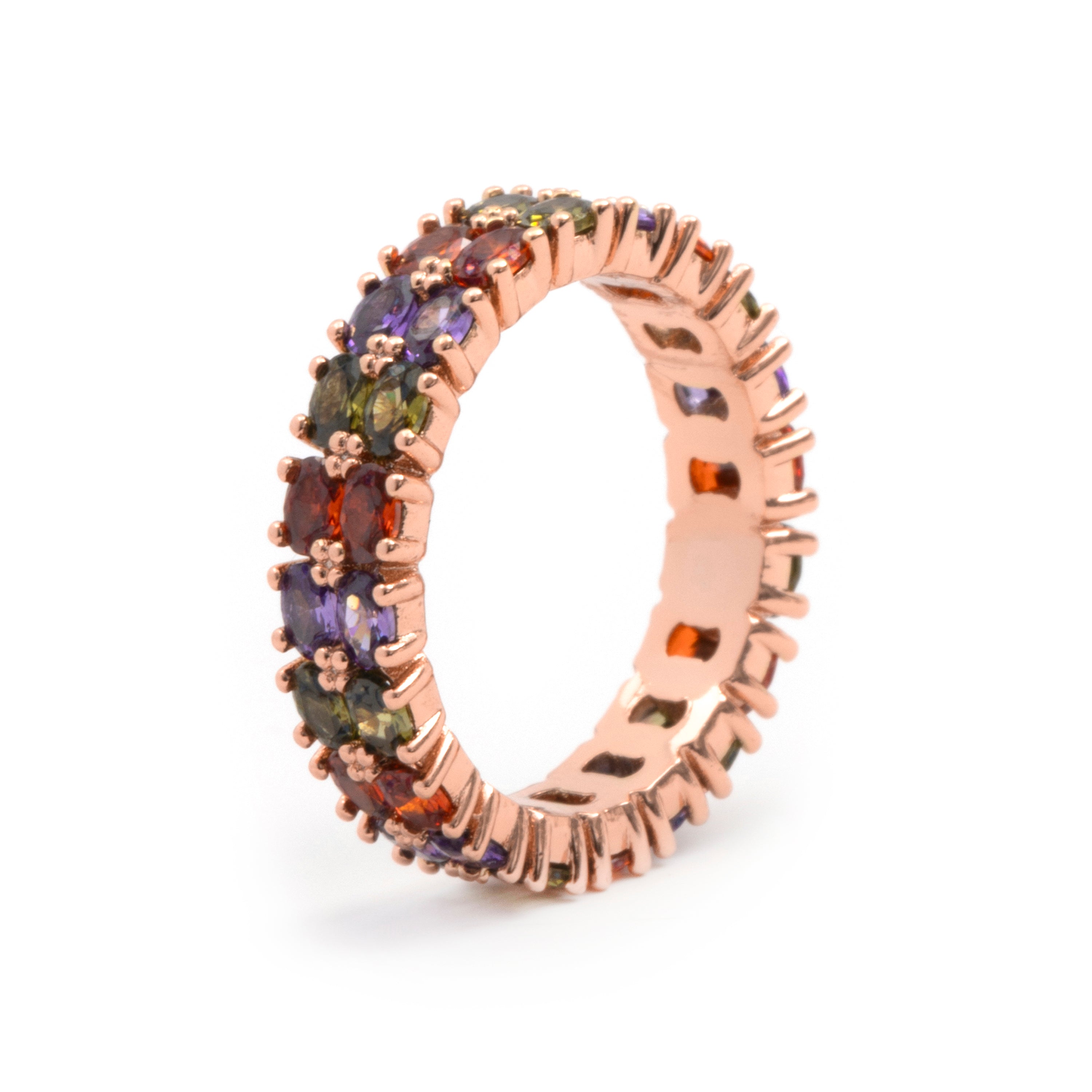 18k Yellow Gold-Plated Multicolor Zircon Ring - Nanabe