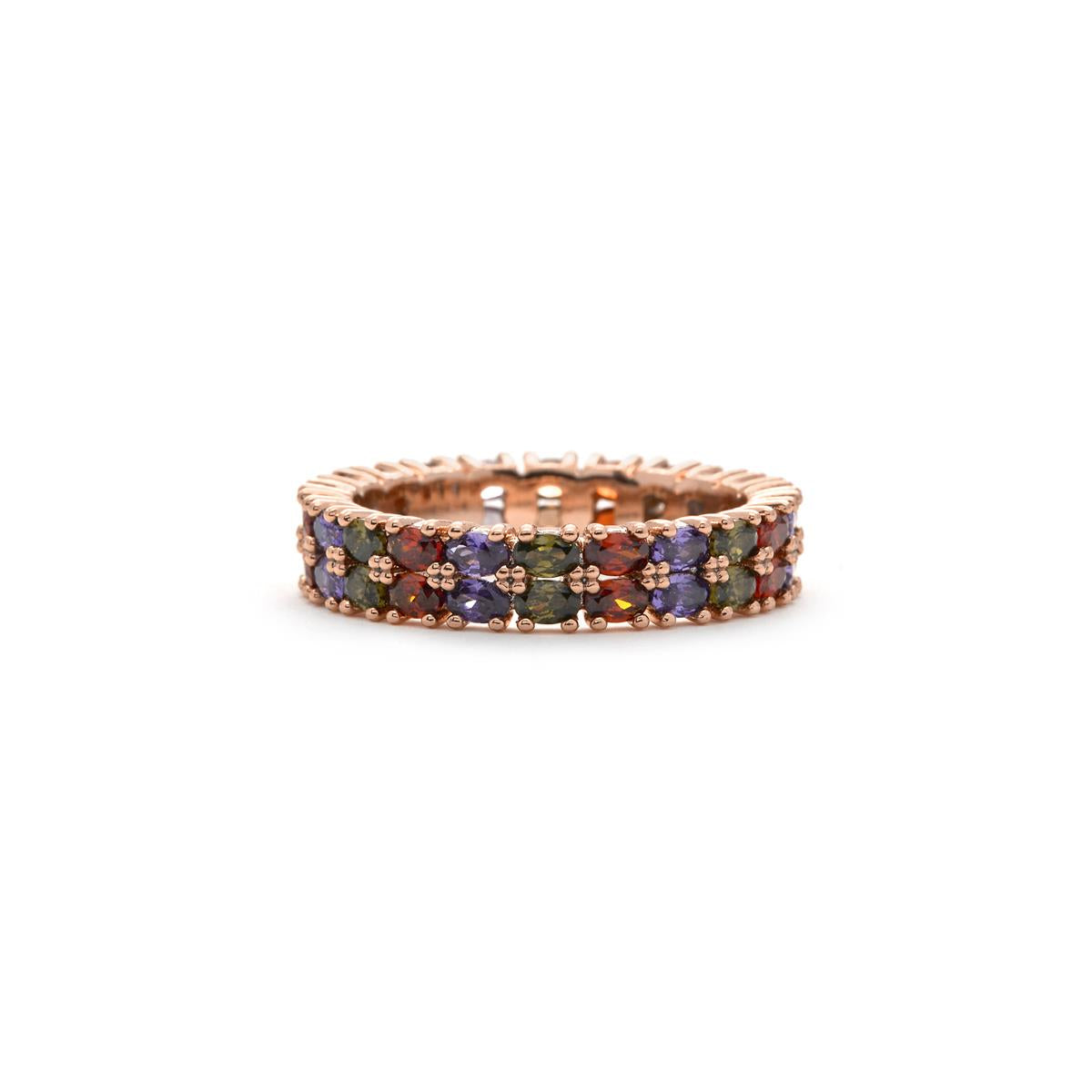 18k Yellow Gold-Plated Multicolor Zircon Ring - Nanabe